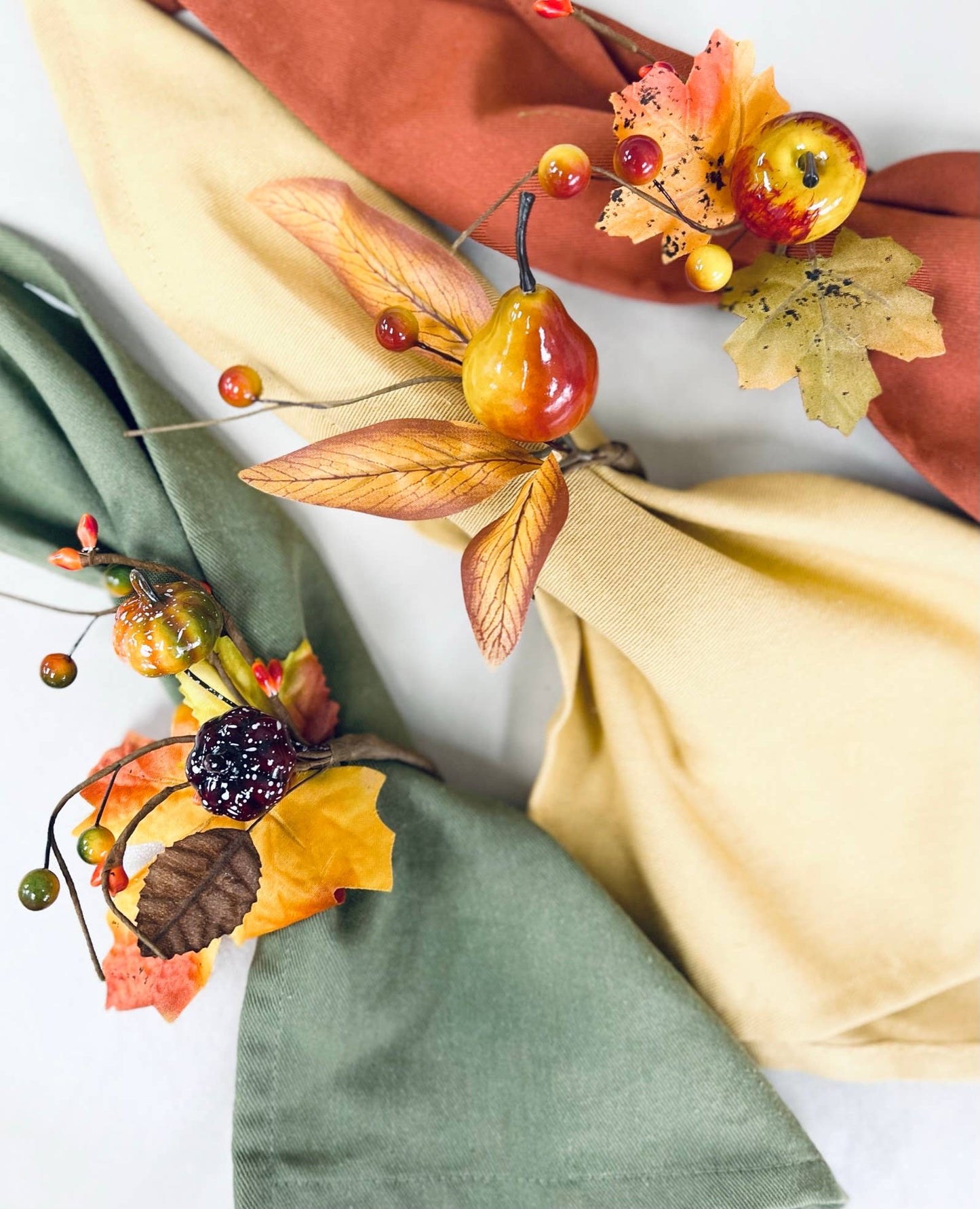 Pack of 6 - Fall napkin rings Maple pumpkin fruits