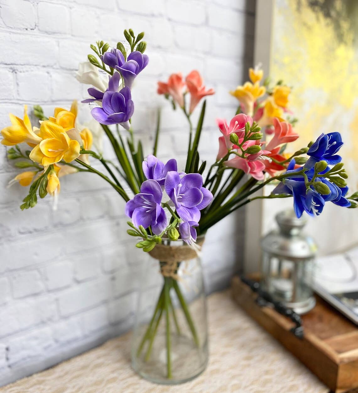 20" Lifelike Real Touch Artificial Freesia with 2 sprays