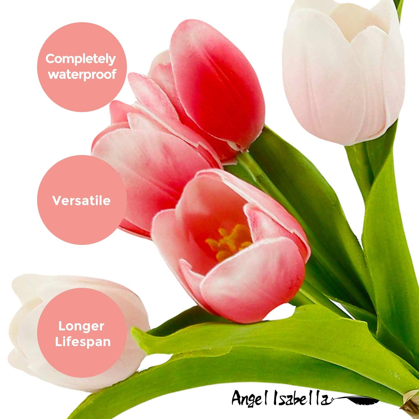 Real Touch Artificial Medium open tulip bouquet-13.25 inch
