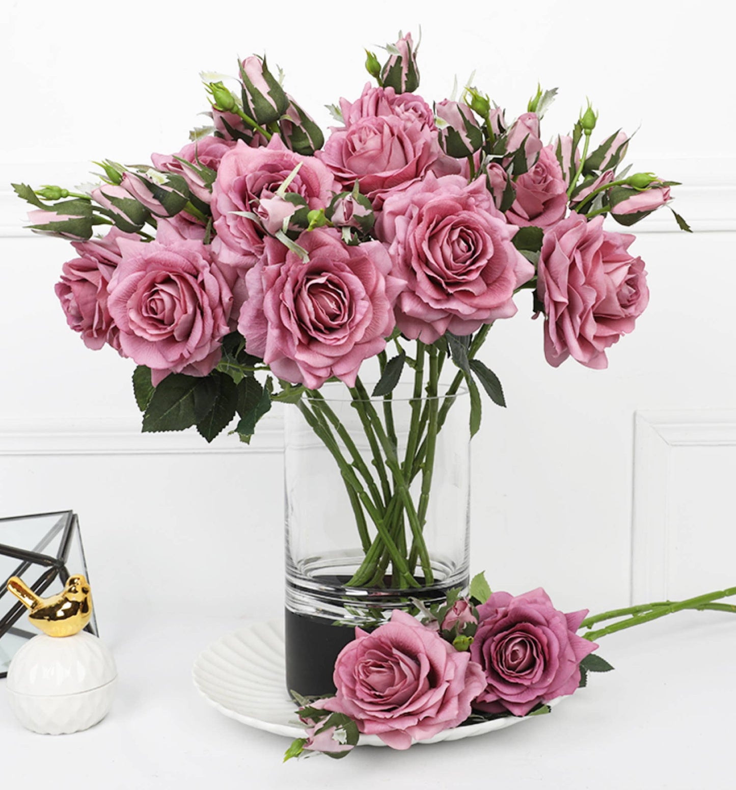 16" Real Touch Rose-moisturizing rose petal bendable stem