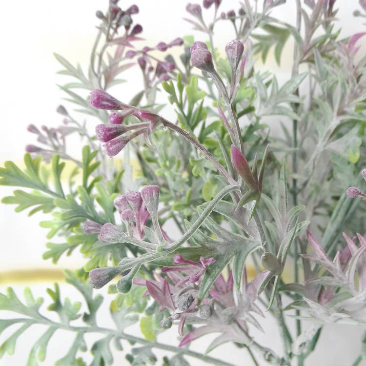 14" Artificial Flocked frosty Dusty Miller Bush