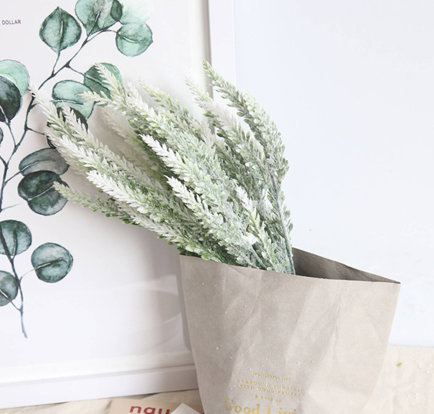 14" Artificial Frosted Lavender bush