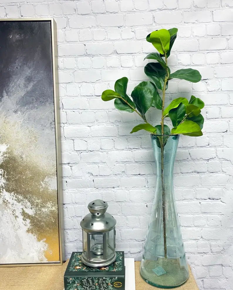 30" Artificial Fiddle Leaf branch with 3 sprays
