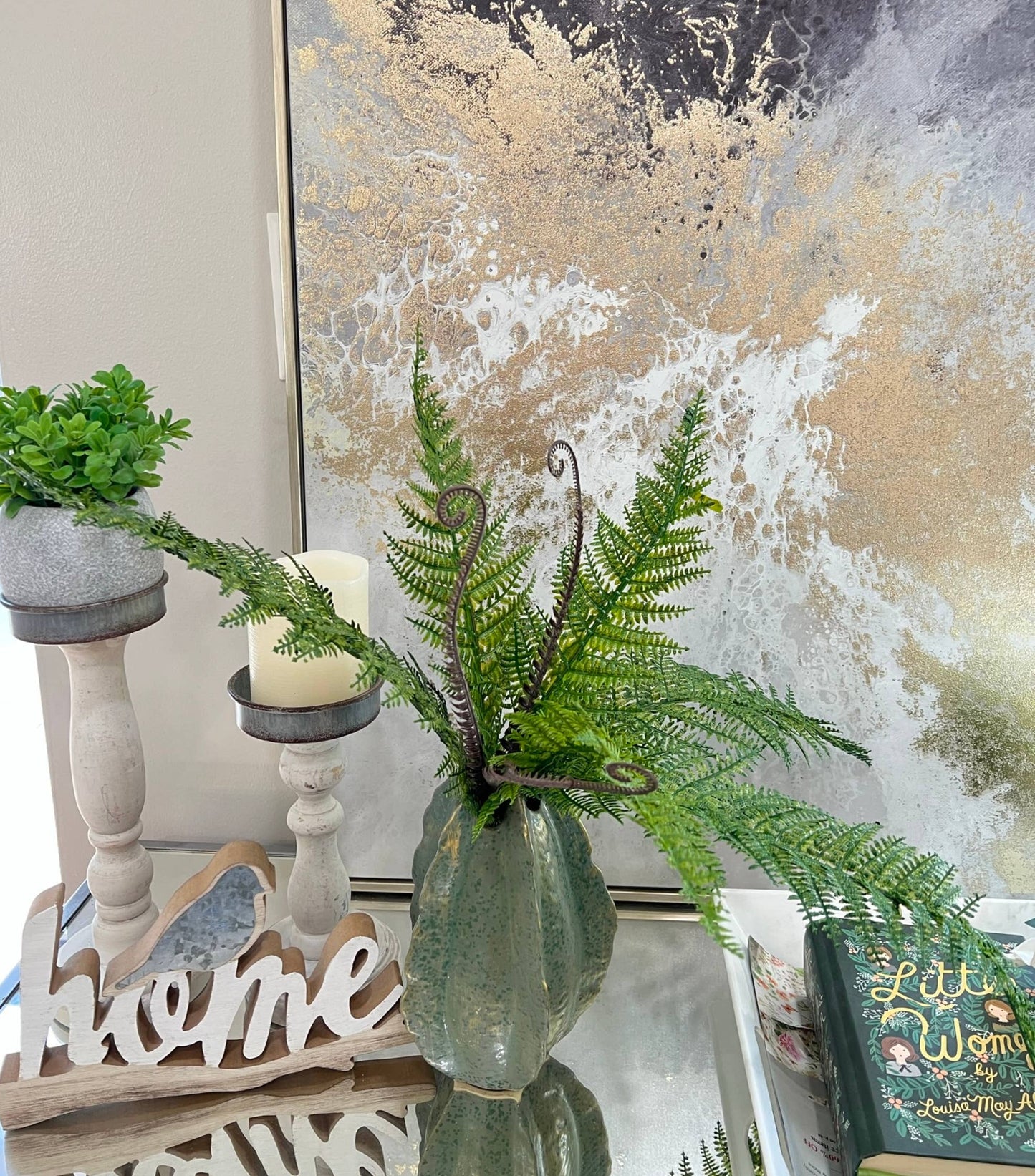 18" Artificial PVC plastic fern bush