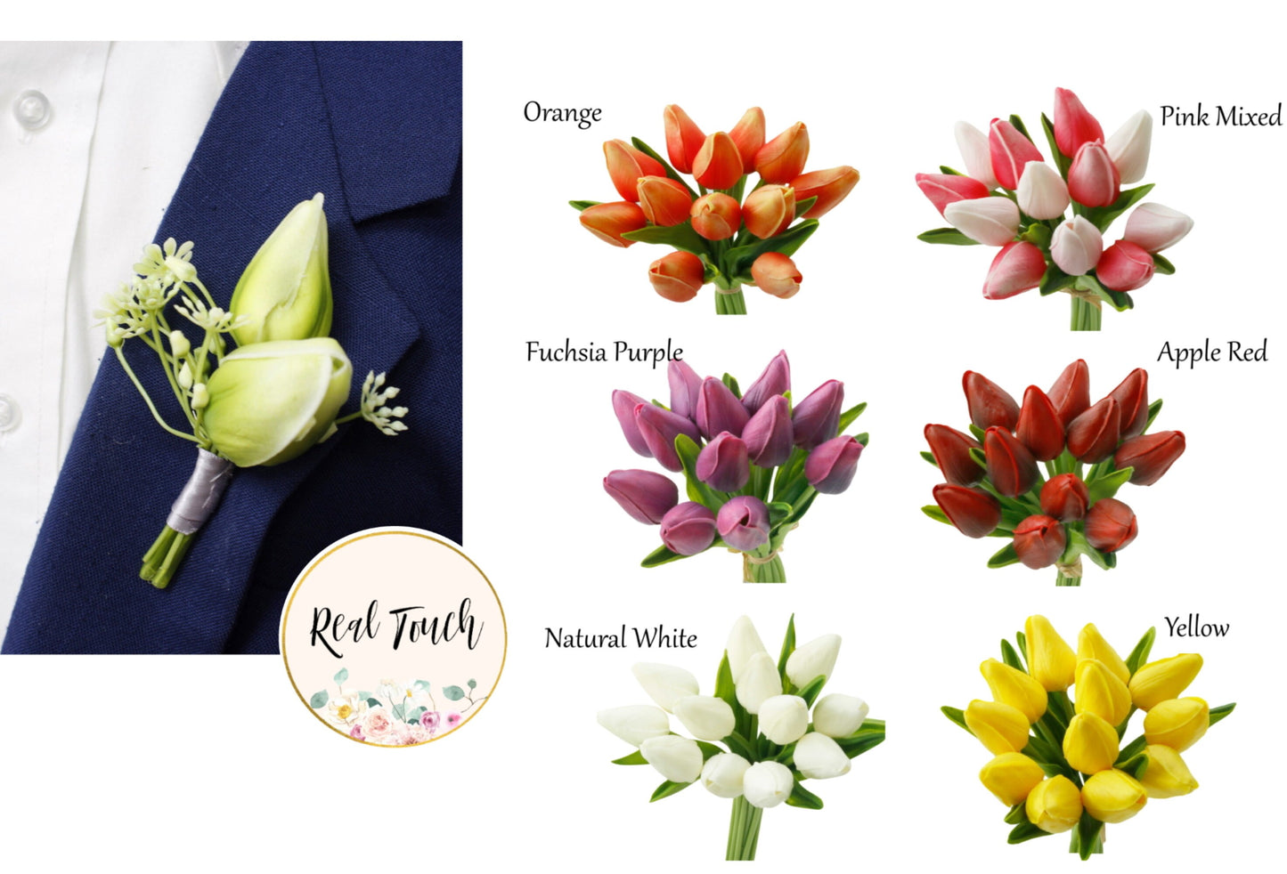 Customizable Tulip Boutonniere with Choice of Ribbon - Pin Included