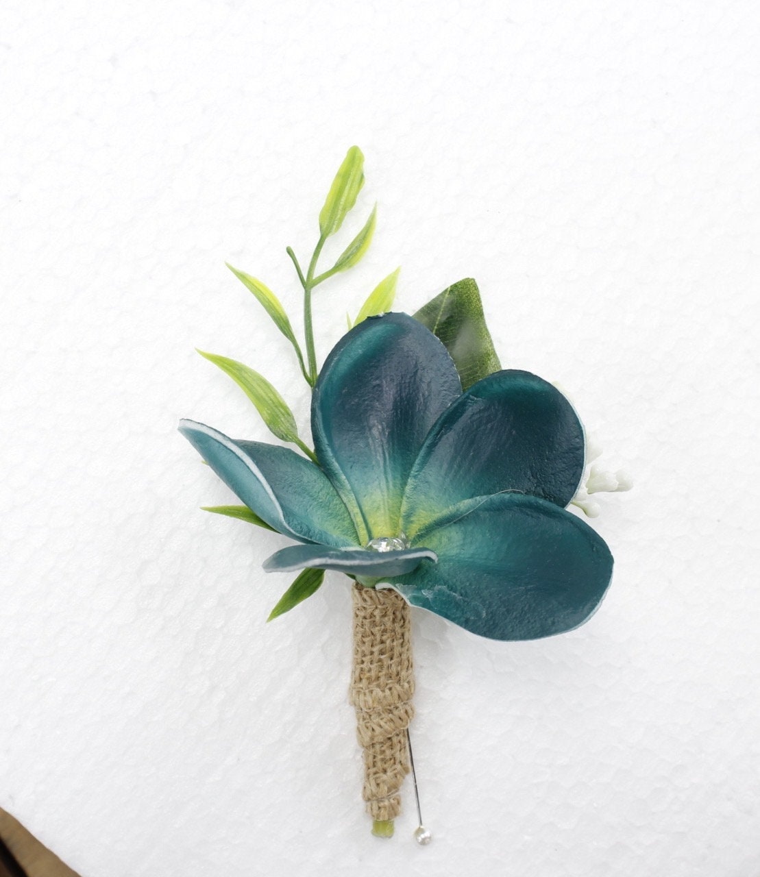 Elegant Frangipani Plumeria Boutonniere - Customizable Colors