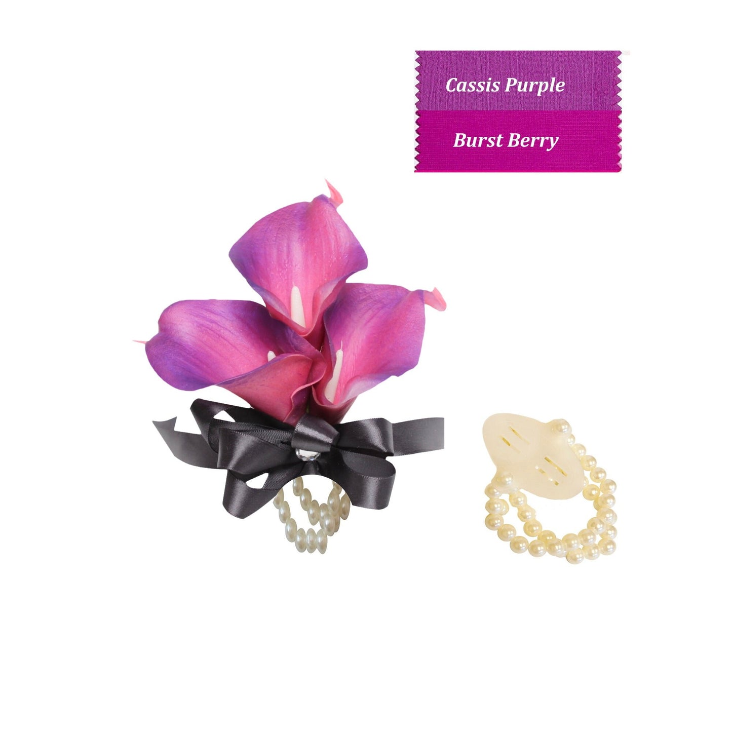 Elegant Cassis & Berry Calla Lily Corsage and Boutonniere Set