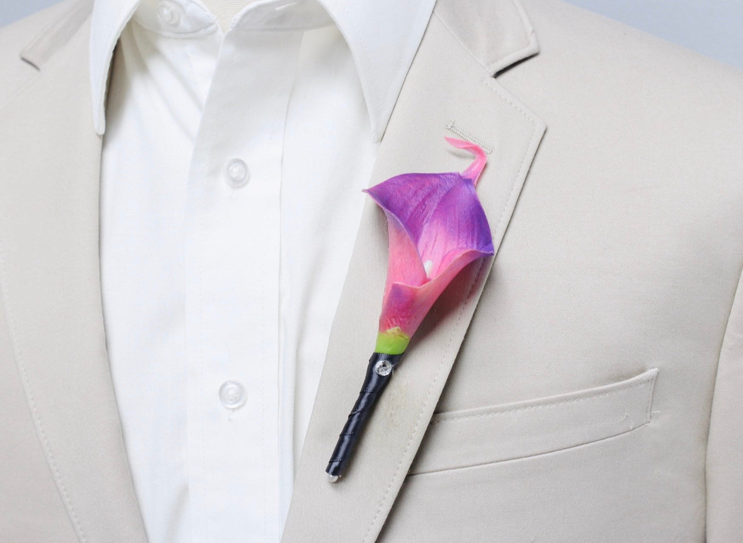 Elegant Cassis & Berry Calla Lily Corsage and Boutonniere Set