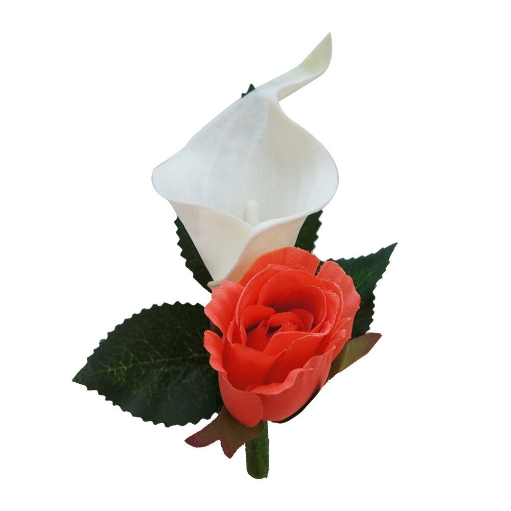 Elegant Calla Lily and Rose Bud Boutonniere - Customizable Colors
