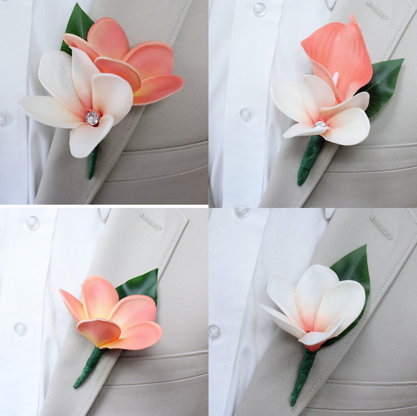 Real Touch Calla Lily & Plumeria Boutonniere in Sangria - Handcrafted Artificial Corsage