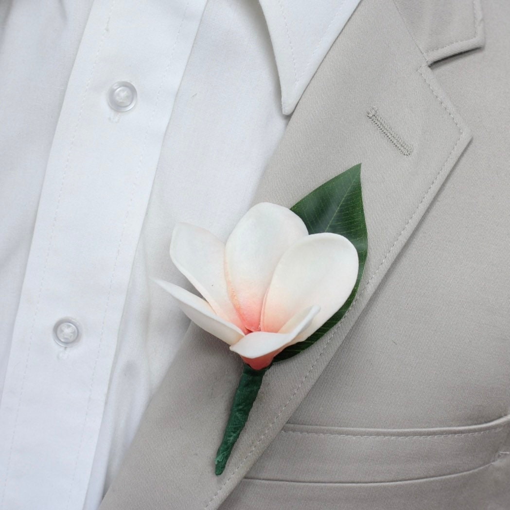 Real Touch Calla Lily & Plumeria Boutonniere in Sangria - Handcrafted Artificial Corsage