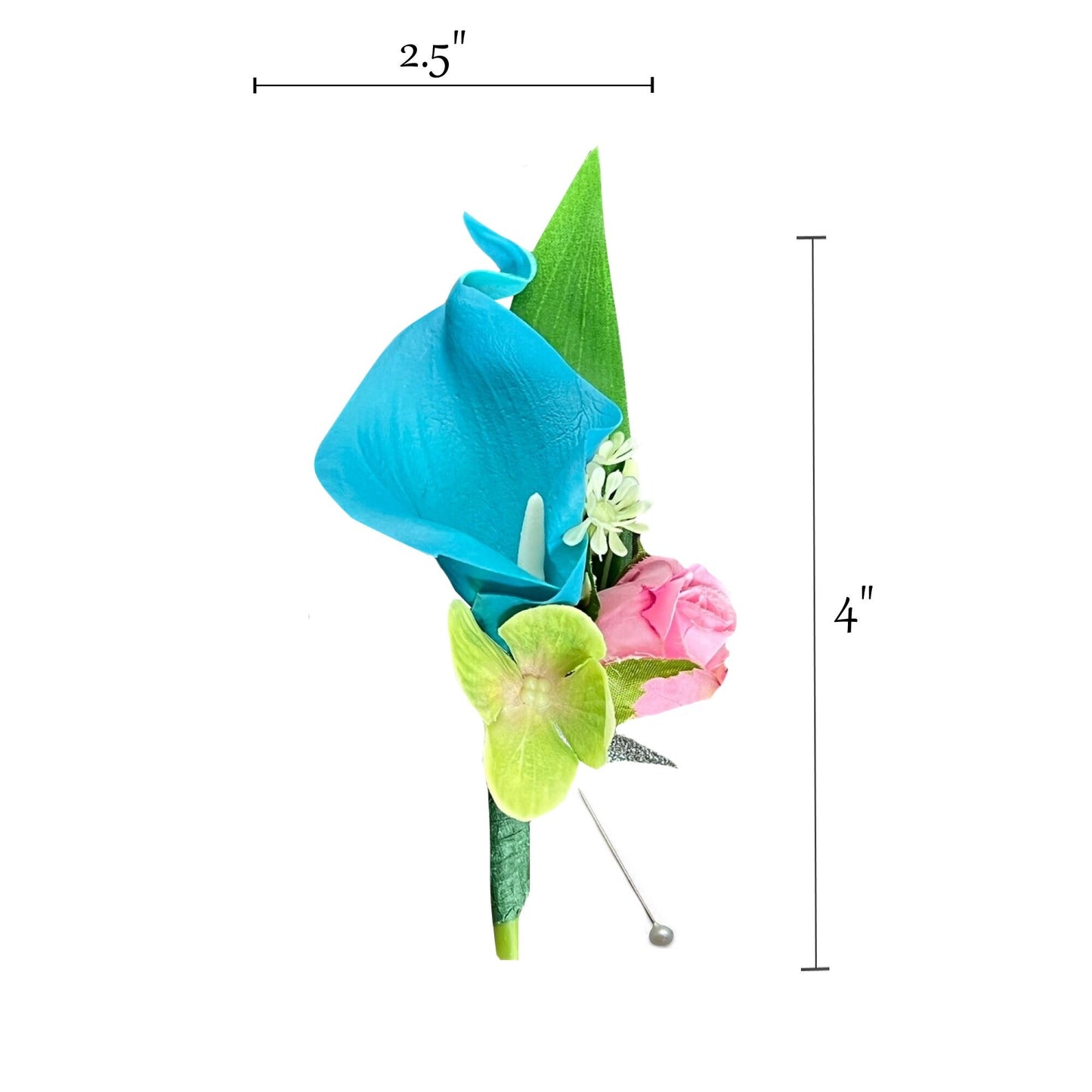 Turquoise & Pink Floral Corsage Boutonniere Set - Elegant Wedding Accessories