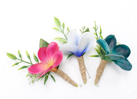 Elegant Frangipani Plumeria Boutonniere - Customizable Colors