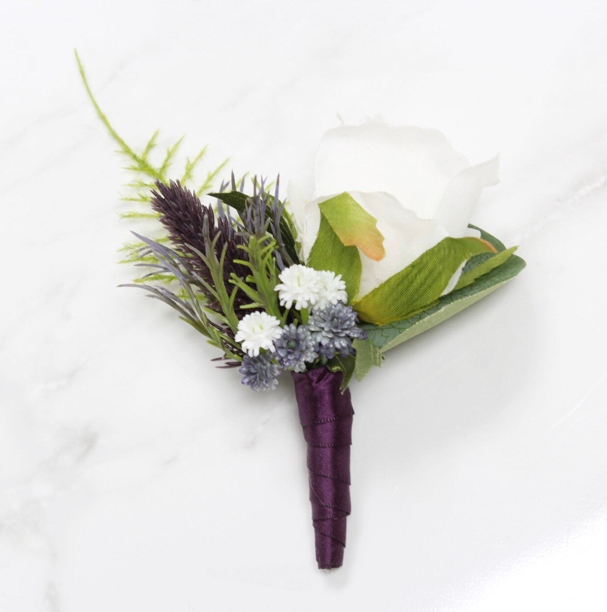 Elegant Faux Rose & Eucalyptus Corsage and Boutonniere Set for Events