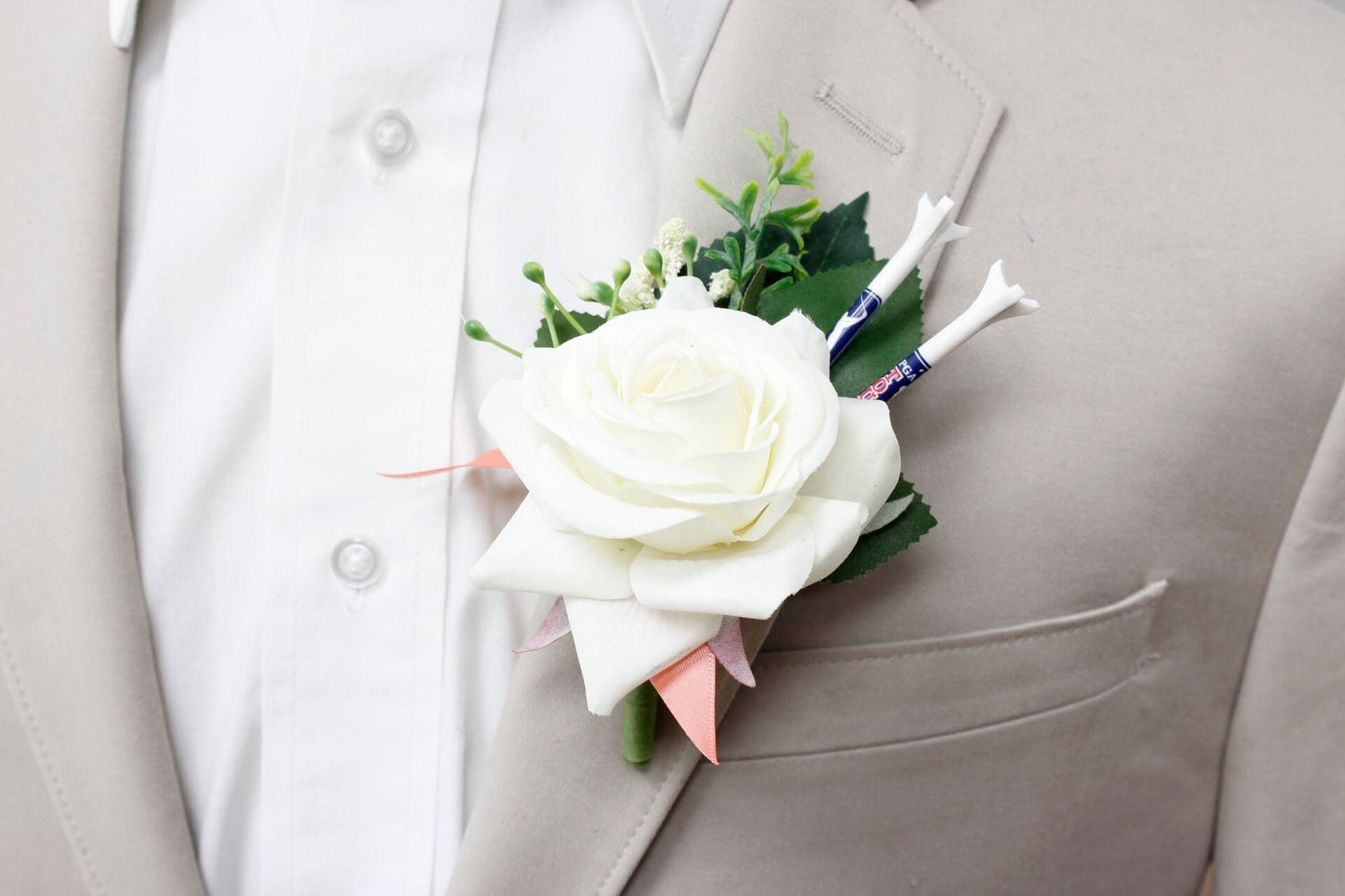 Sophisticated Artificial Rose Corsage & Boutonniere Set with Crystal Embellishments