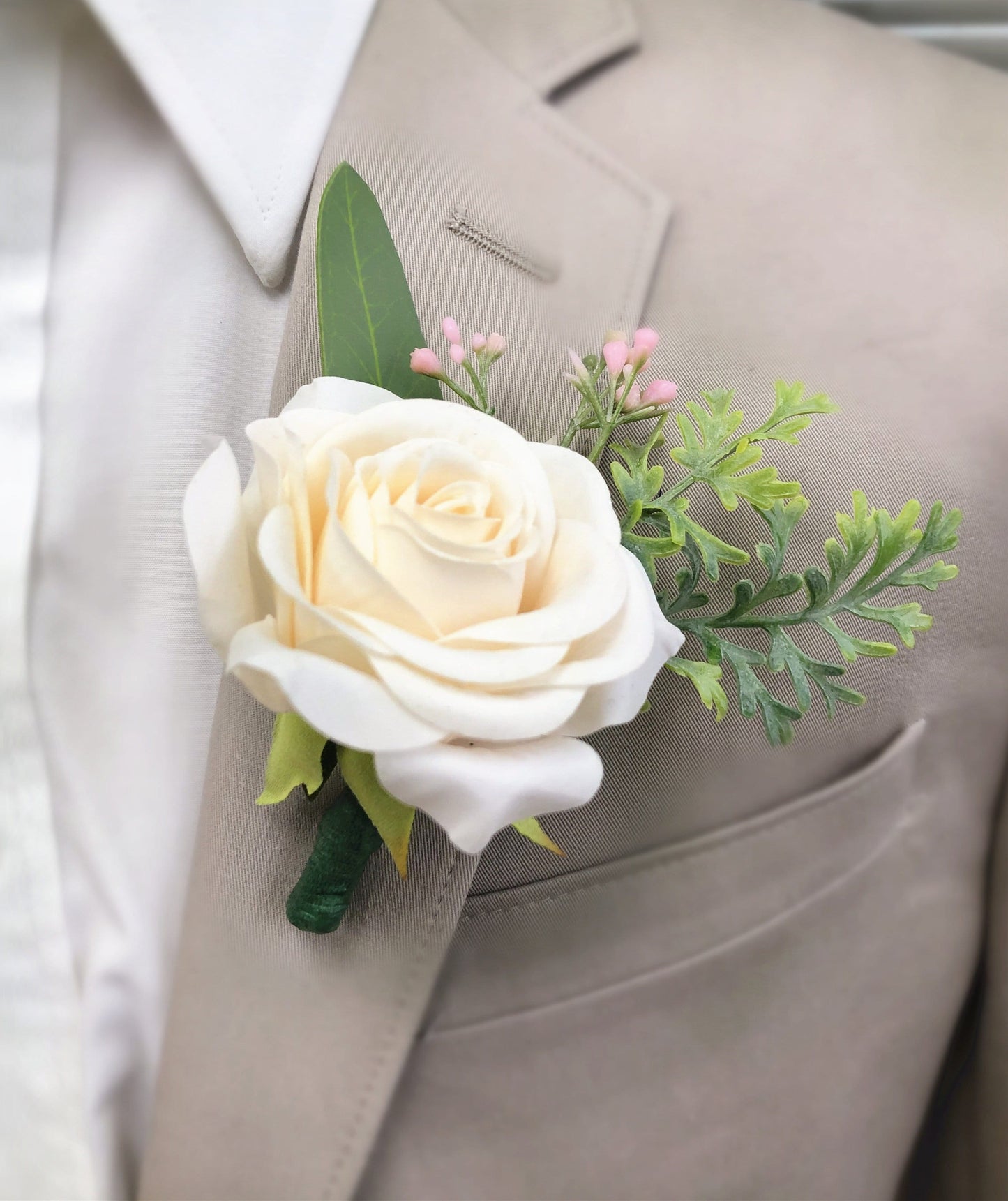 Elegant Real-Touch Rose Boutonniere for Prom, Homecoming, and Weddings