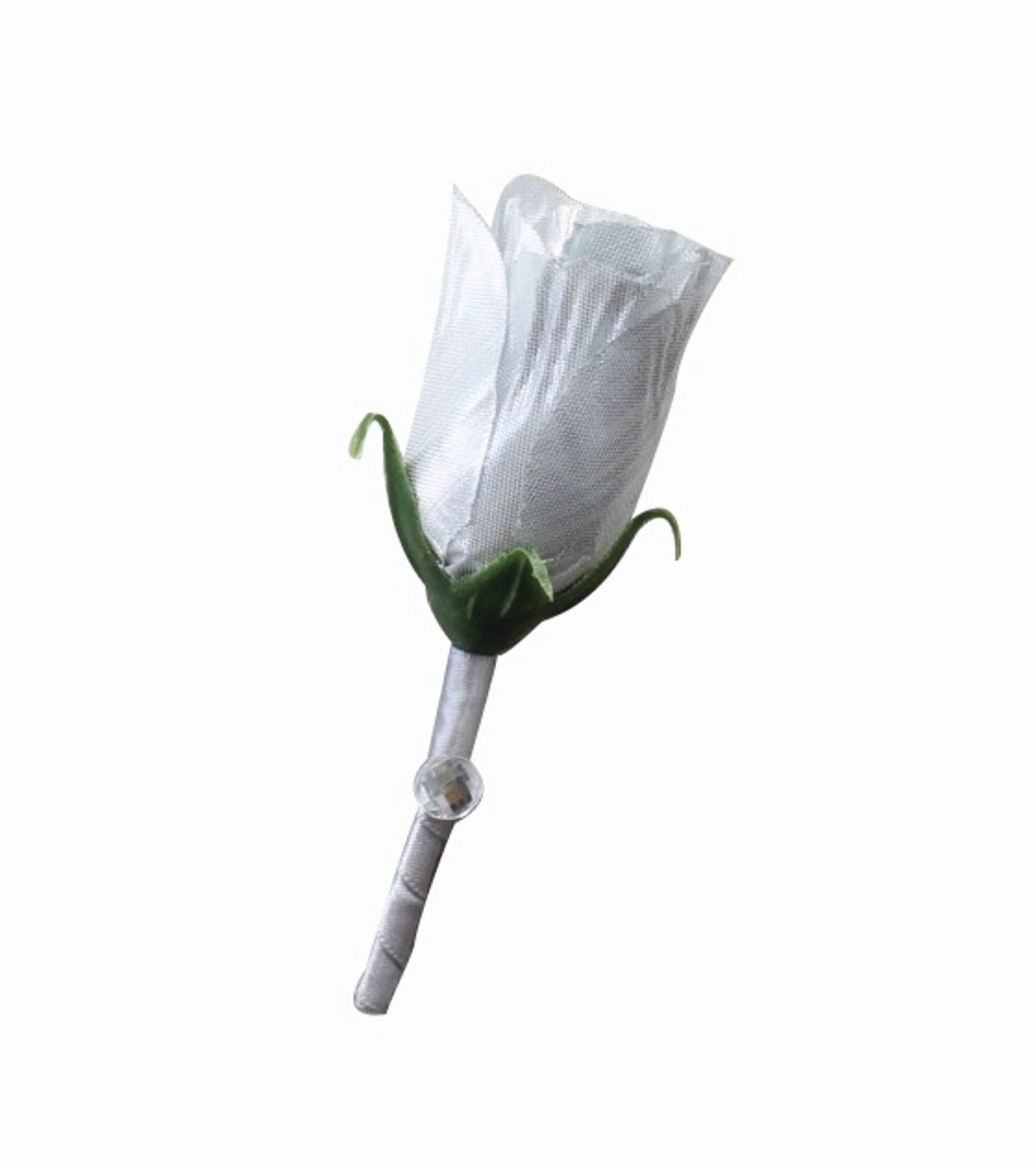 Silver Charm Artificial Rose Corsage & Boutonniere Set with Pearl Accents