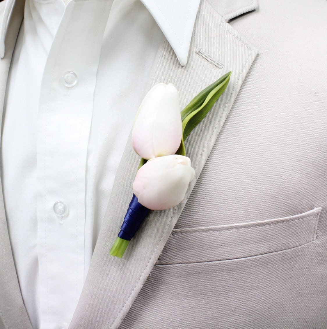 Customizable Soft Touch Tulip Boutonniere with Pin - Choose Your Colors