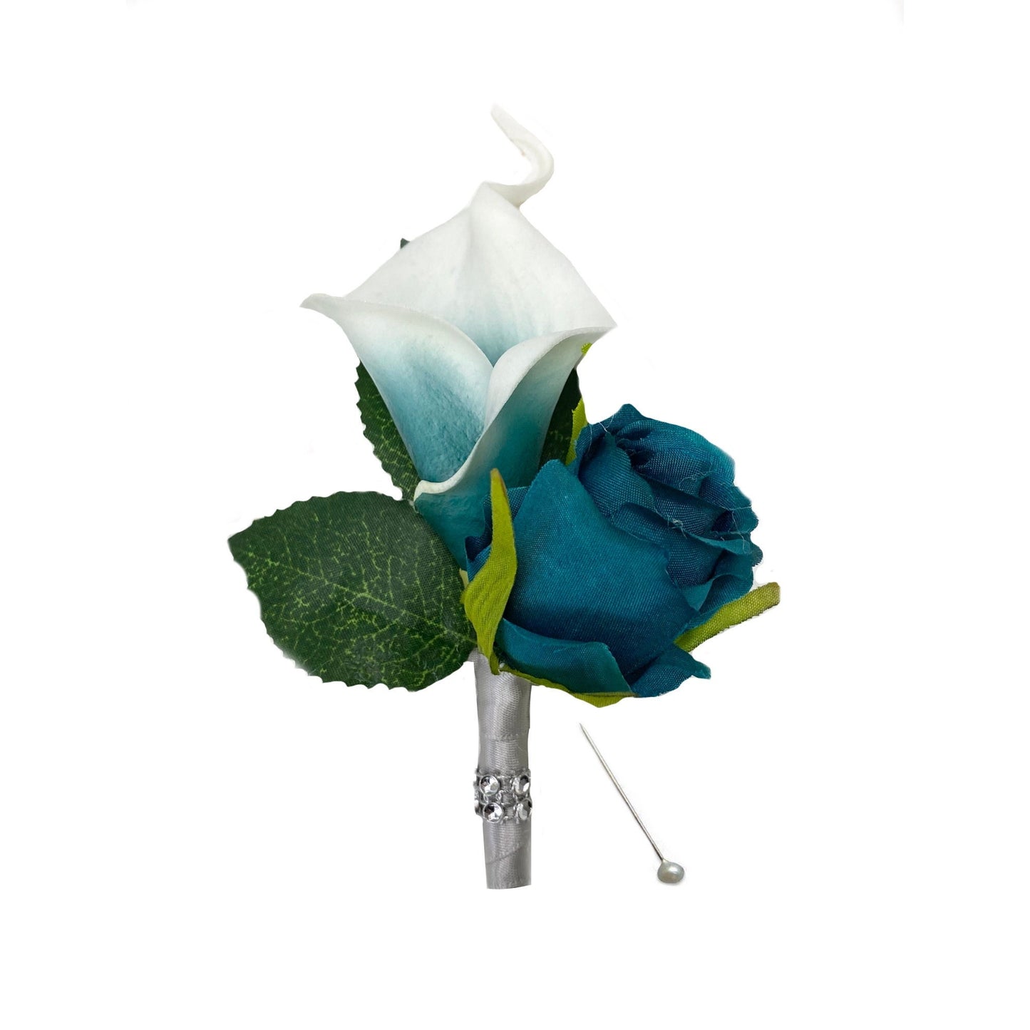 Elegant Teal Rose & Calla Lily Wedding Accessory Set - Customizable Colors