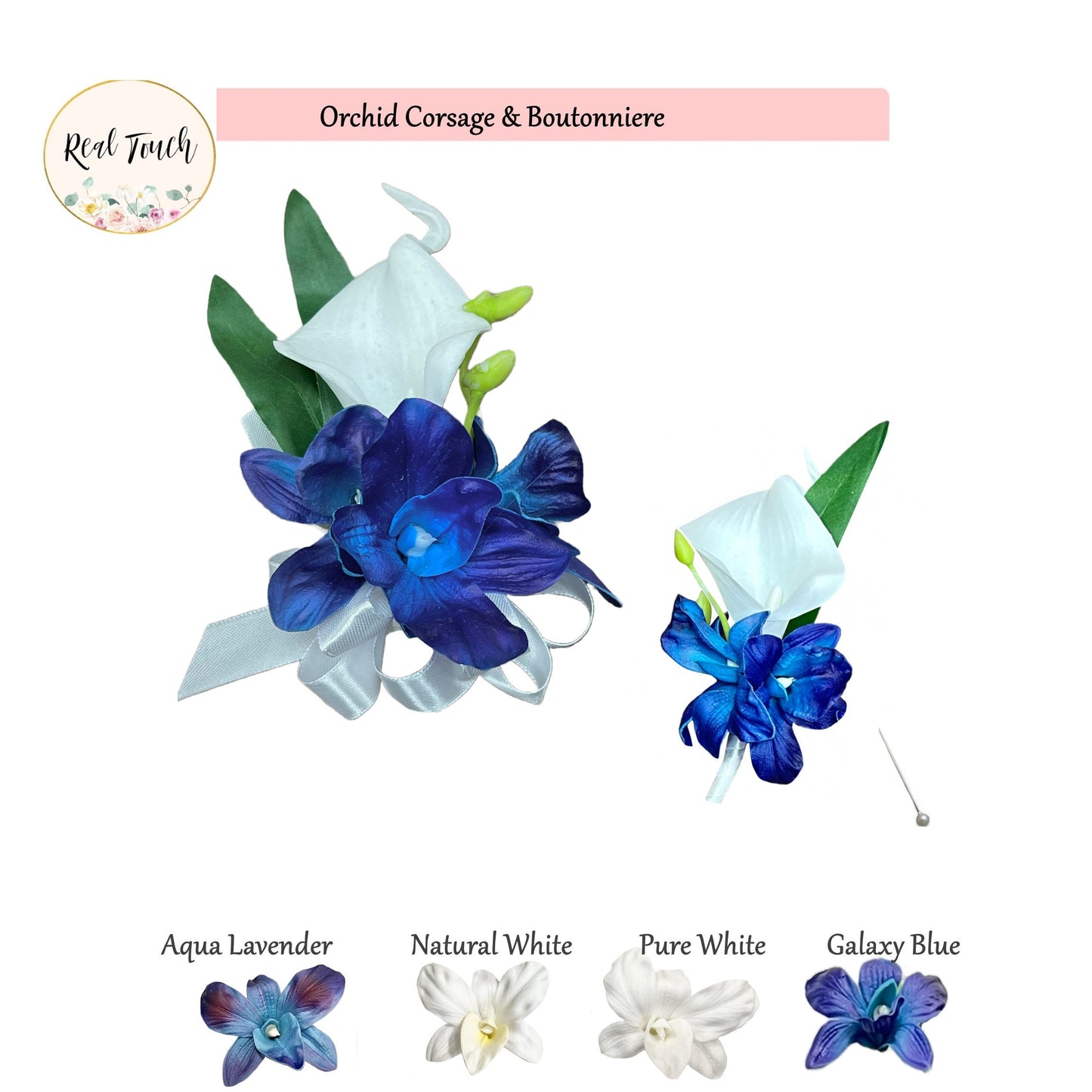 Elegant Orchid & Calla Lily Wedding Corsage and Boutonniere Set