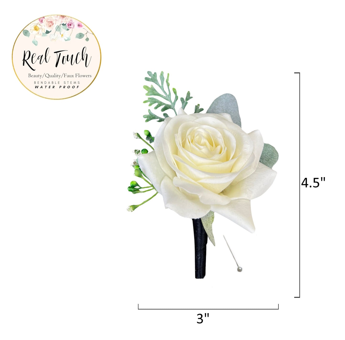 Luxury Real-Touch Rose Corsage & Boutonniere Set for Weddings & Proms