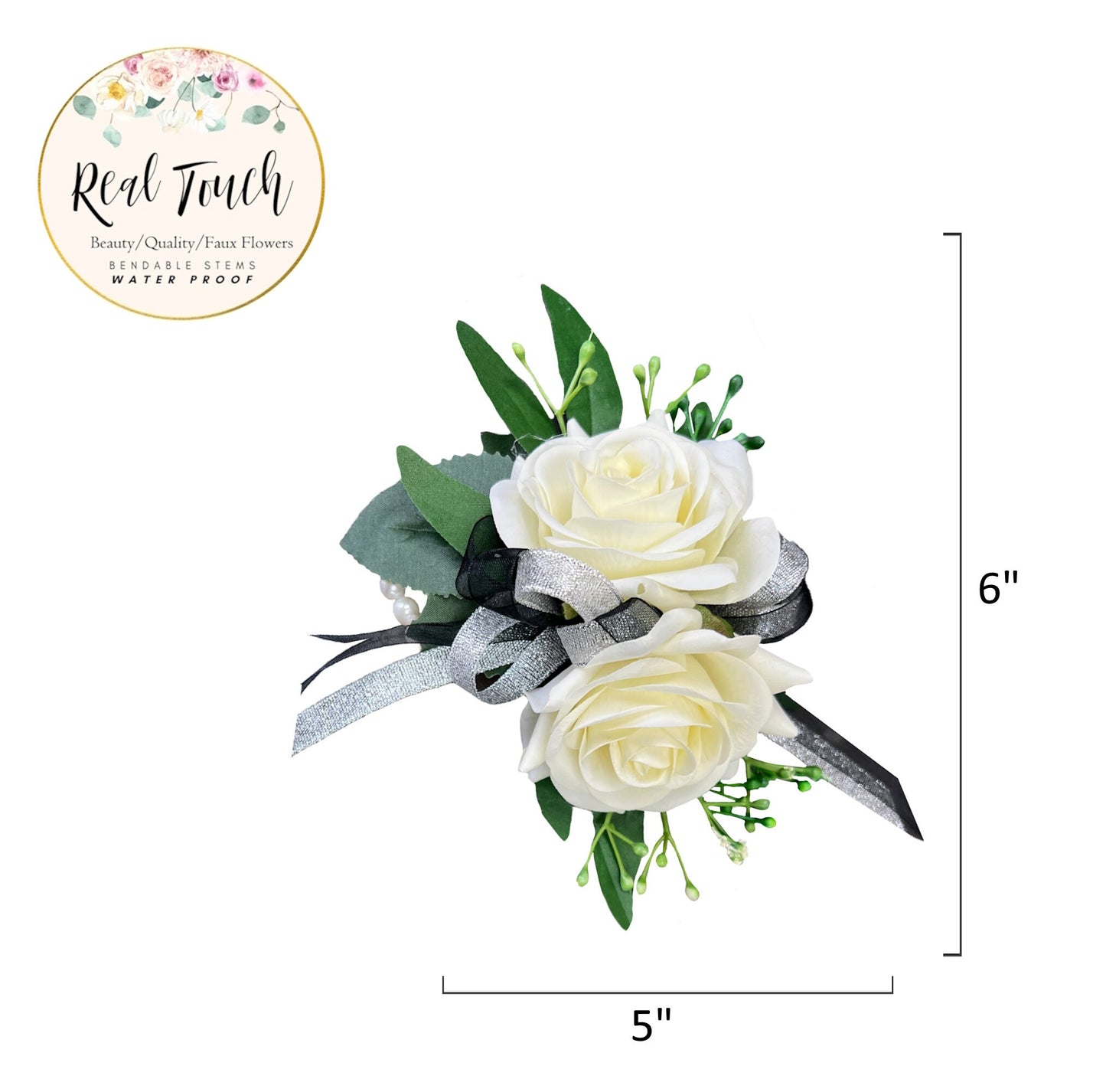 Luxury Real-Touch Rose Corsage & Boutonniere Set for Weddings & Proms