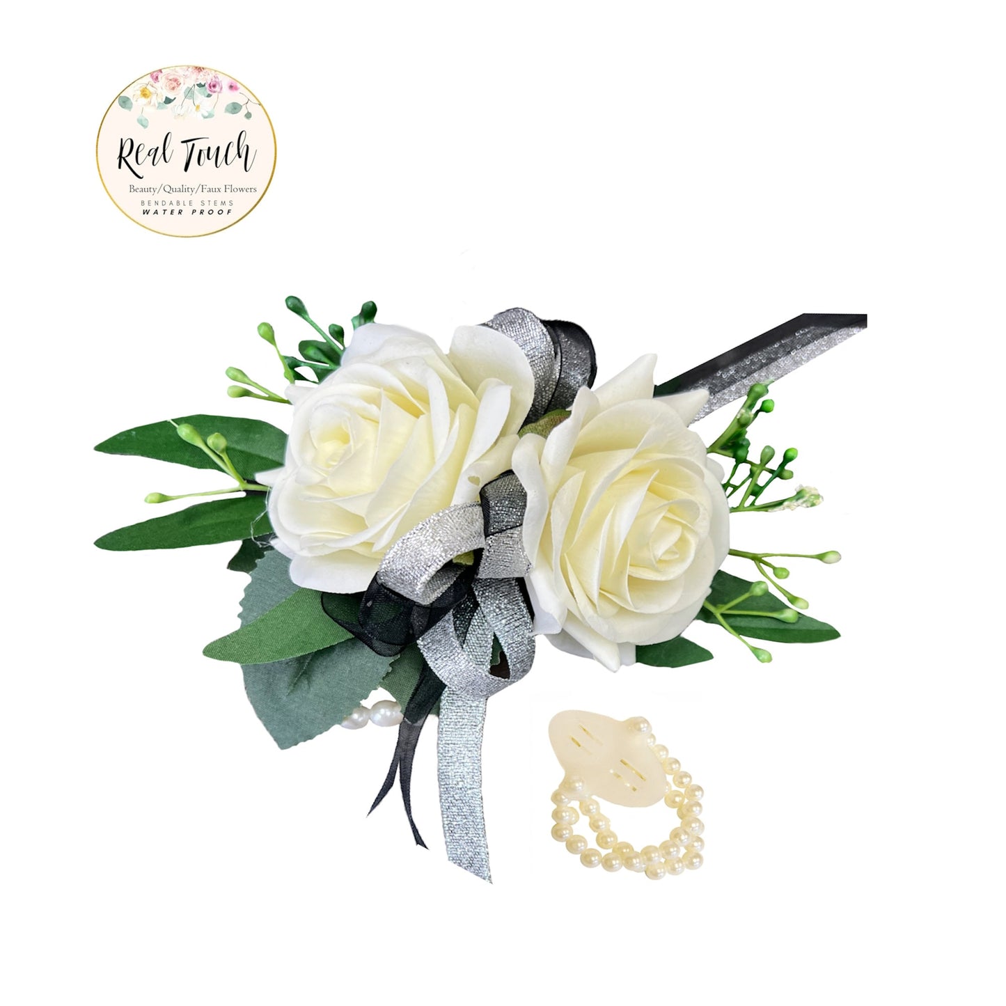 Luxury Real-Touch Rose Corsage & Boutonniere Set for Weddings & Proms