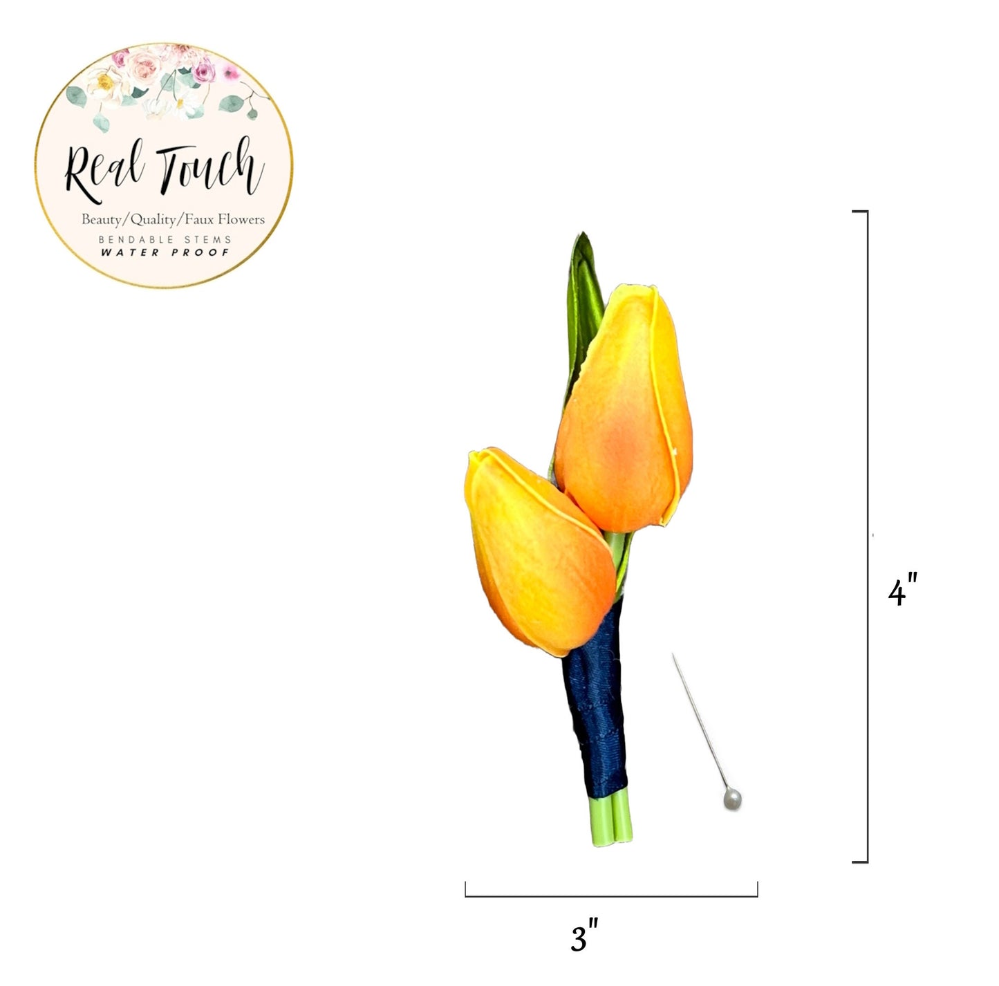 Customizable Soft Touch Tulip Boutonniere with Pin - Choose Your Colors