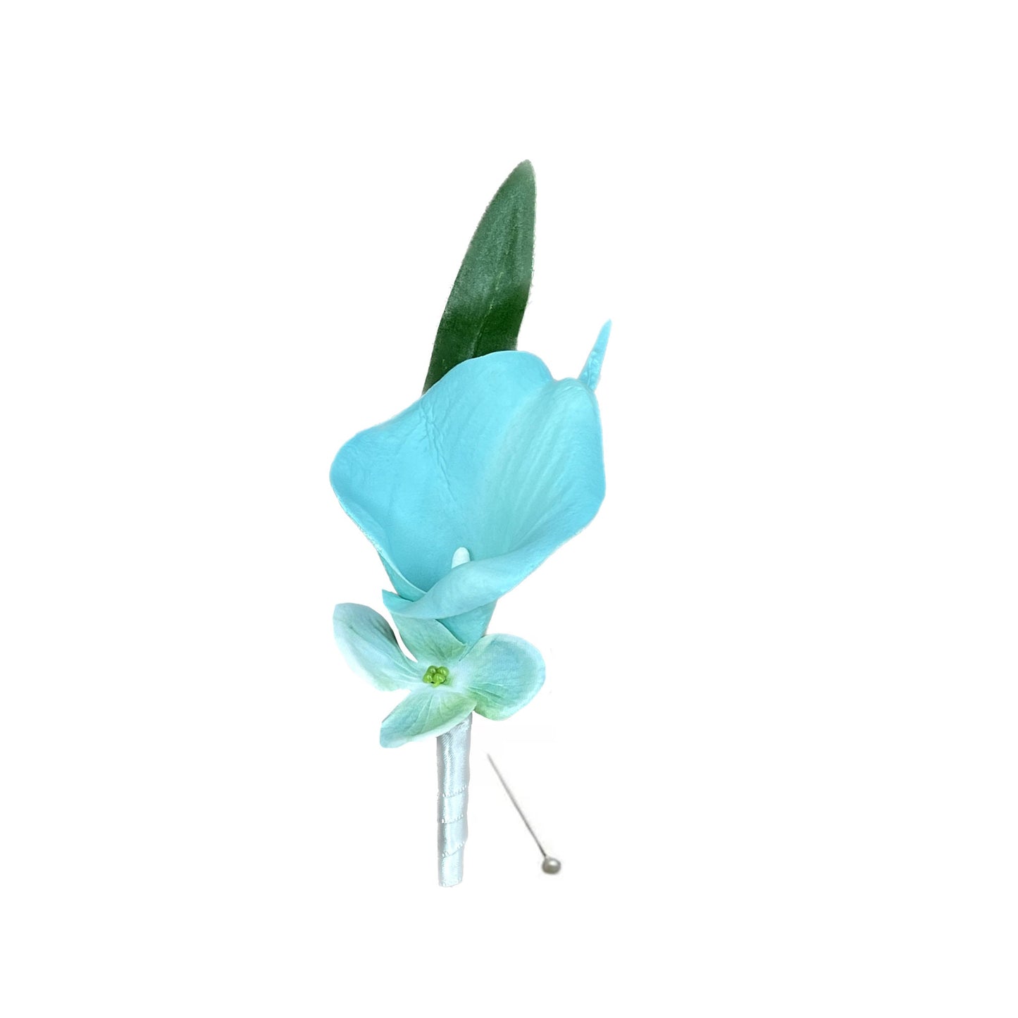 Elegant Spa Blue Floral Set - Calla Lily & Hydrangea Corsage/Boutonniere