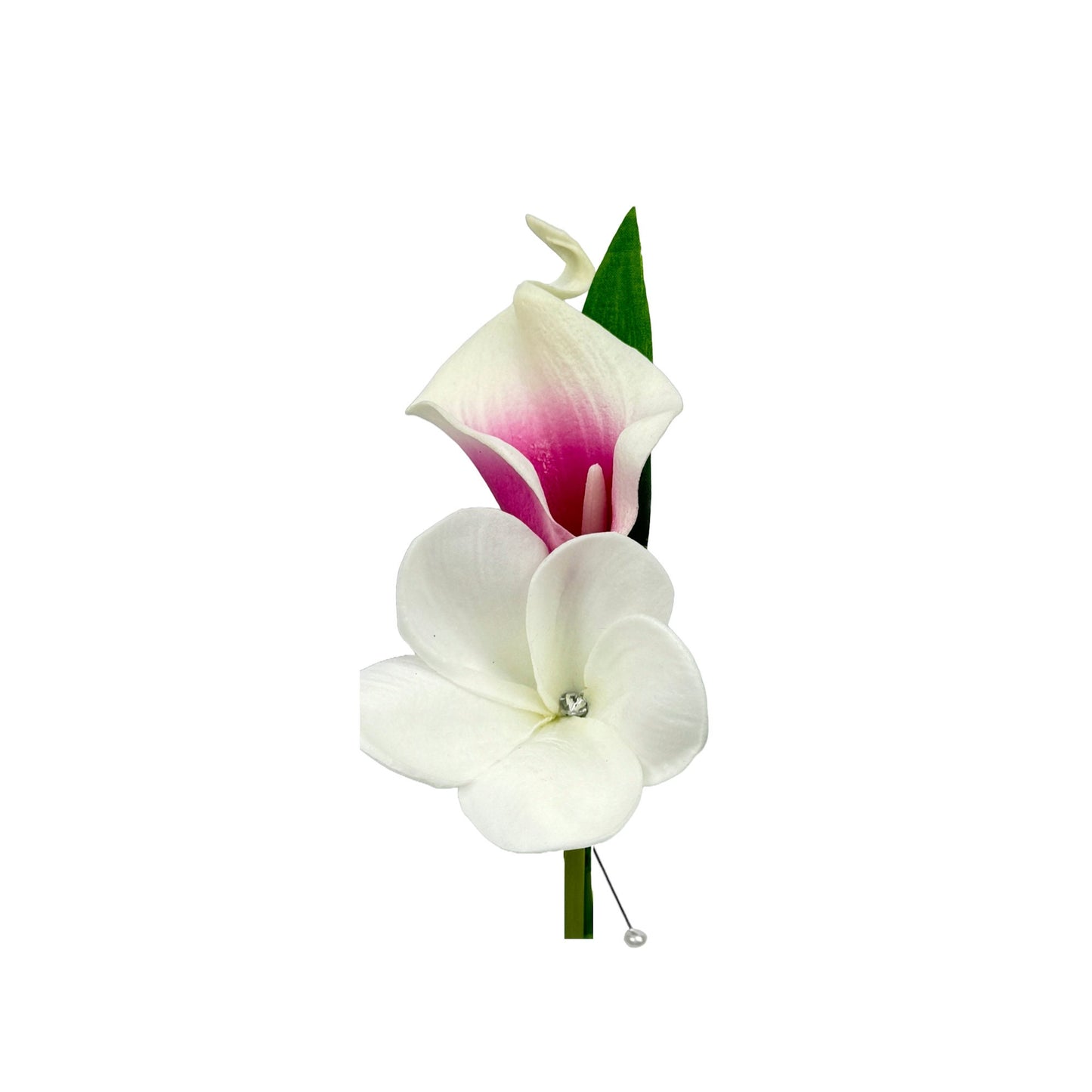 Eternal Tropical Bliss Boutonniere - Calla Lily, Plumeria, and Orchid Fusion