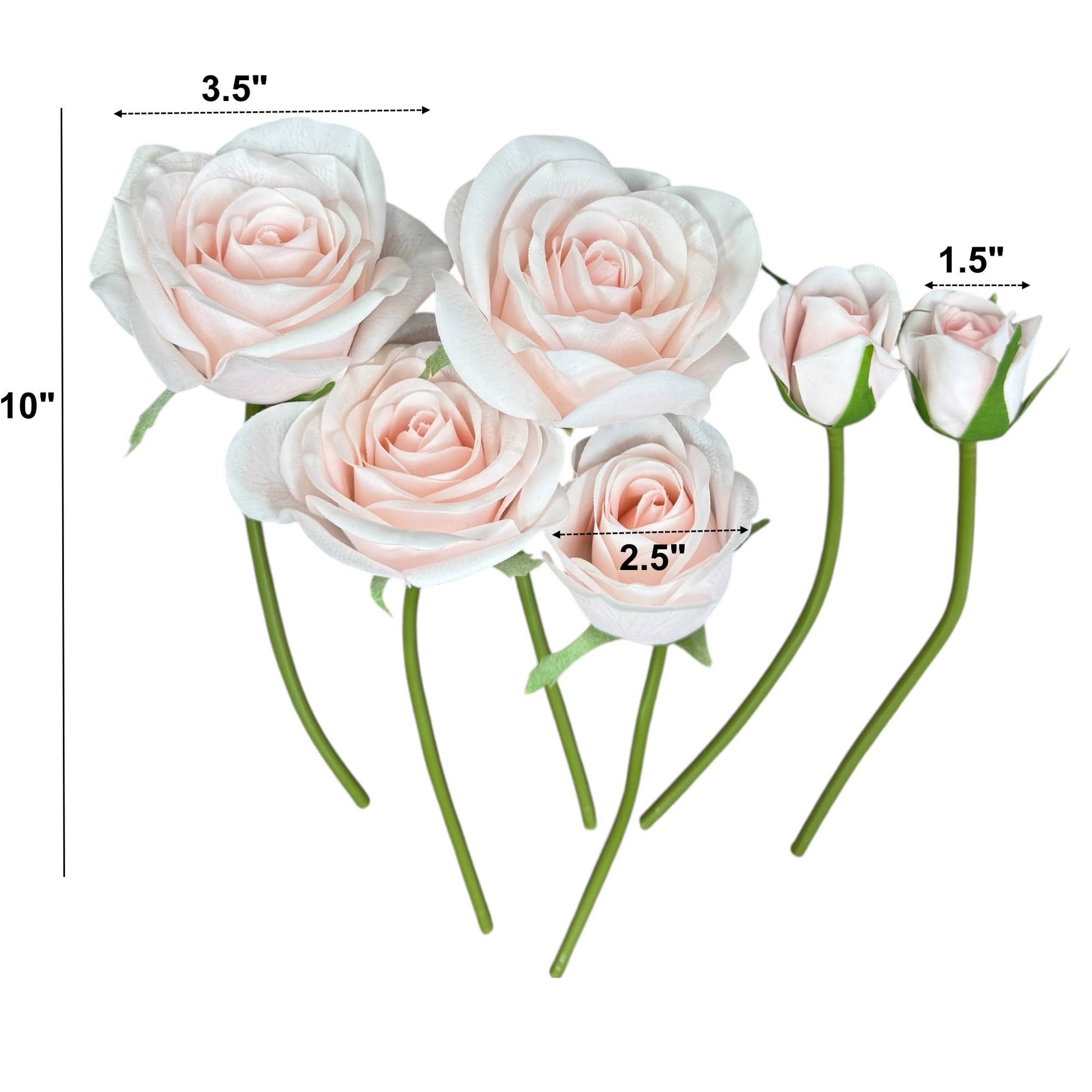 10" Pack of 6 Stems-Ultra Realistic Moisturized Touch Rose