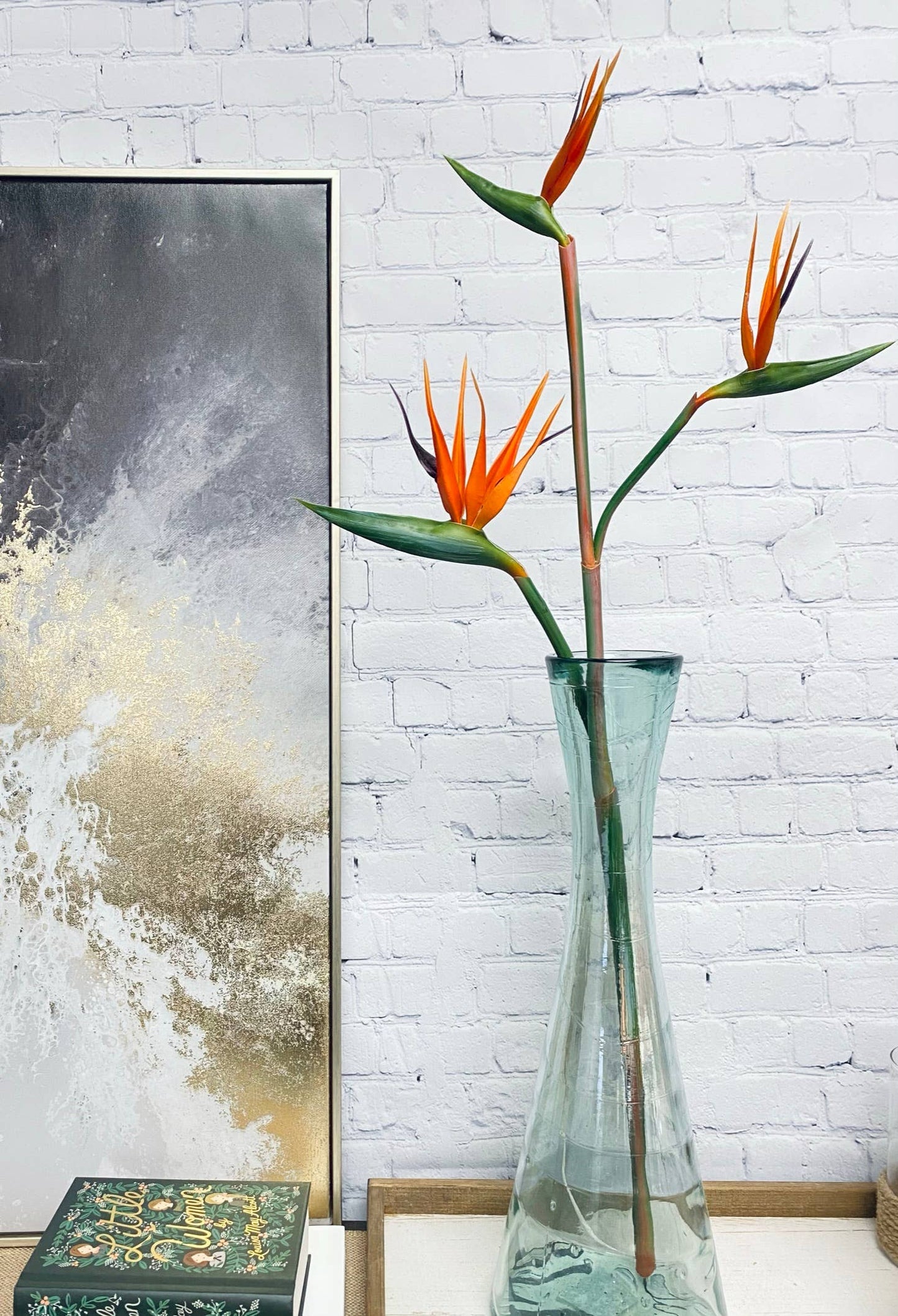 Extra Large-3 Blooms-Real Touch Bird of Paradise-36"Long