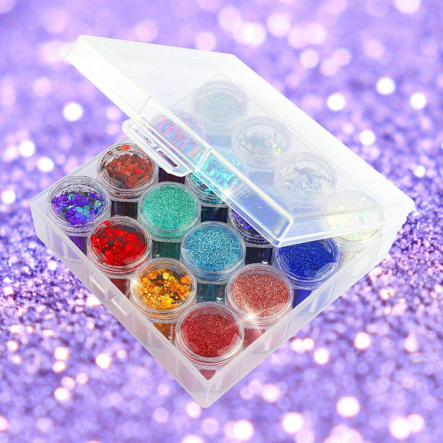 Box of 6 colors-Holographic Chunky Glitters Palette