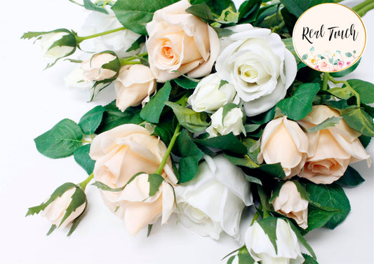 21"-Real touch moisturized petals Faux Rose-3 Blooms
