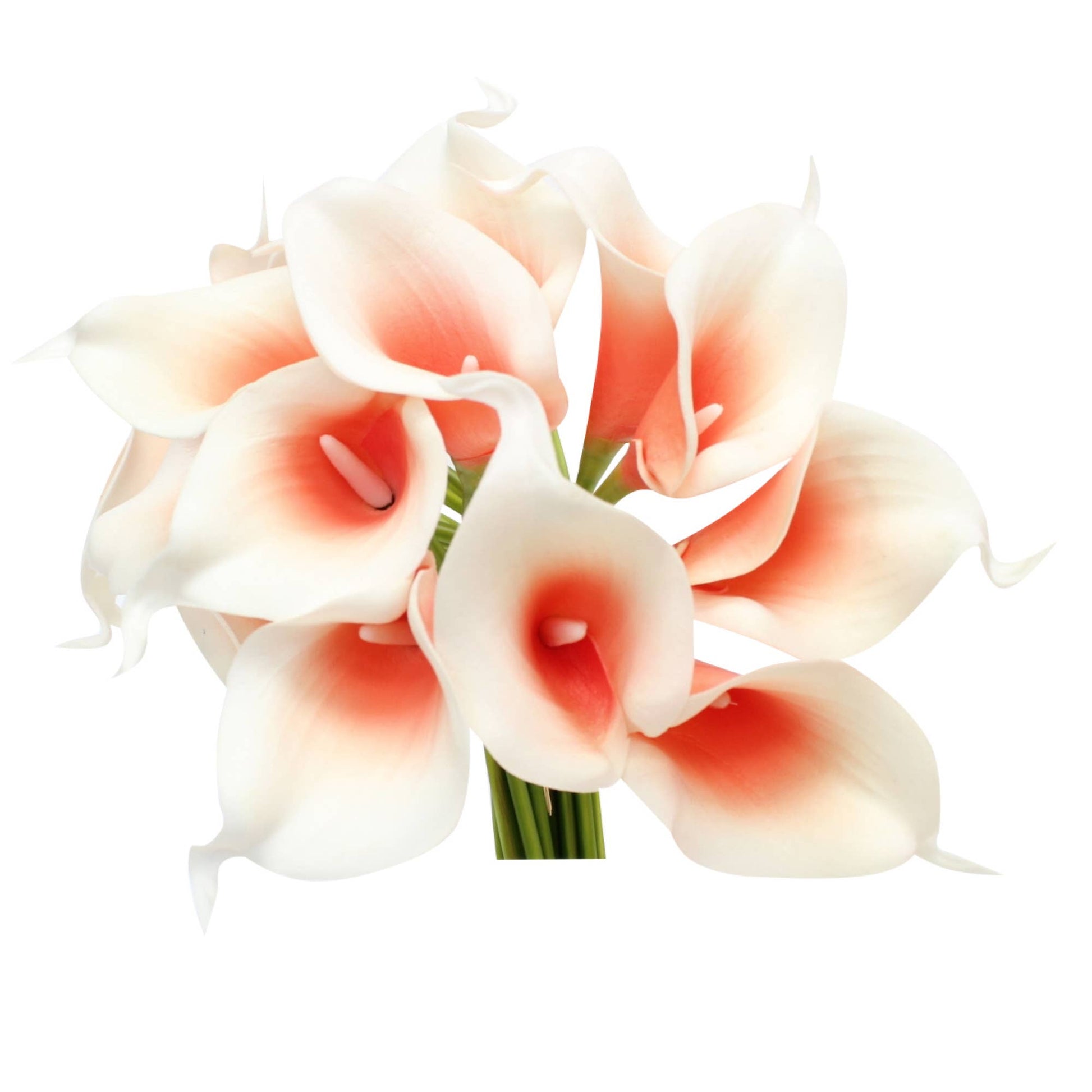 pack of 10-Peach Coral Brown real touch 14inch calla lilies
