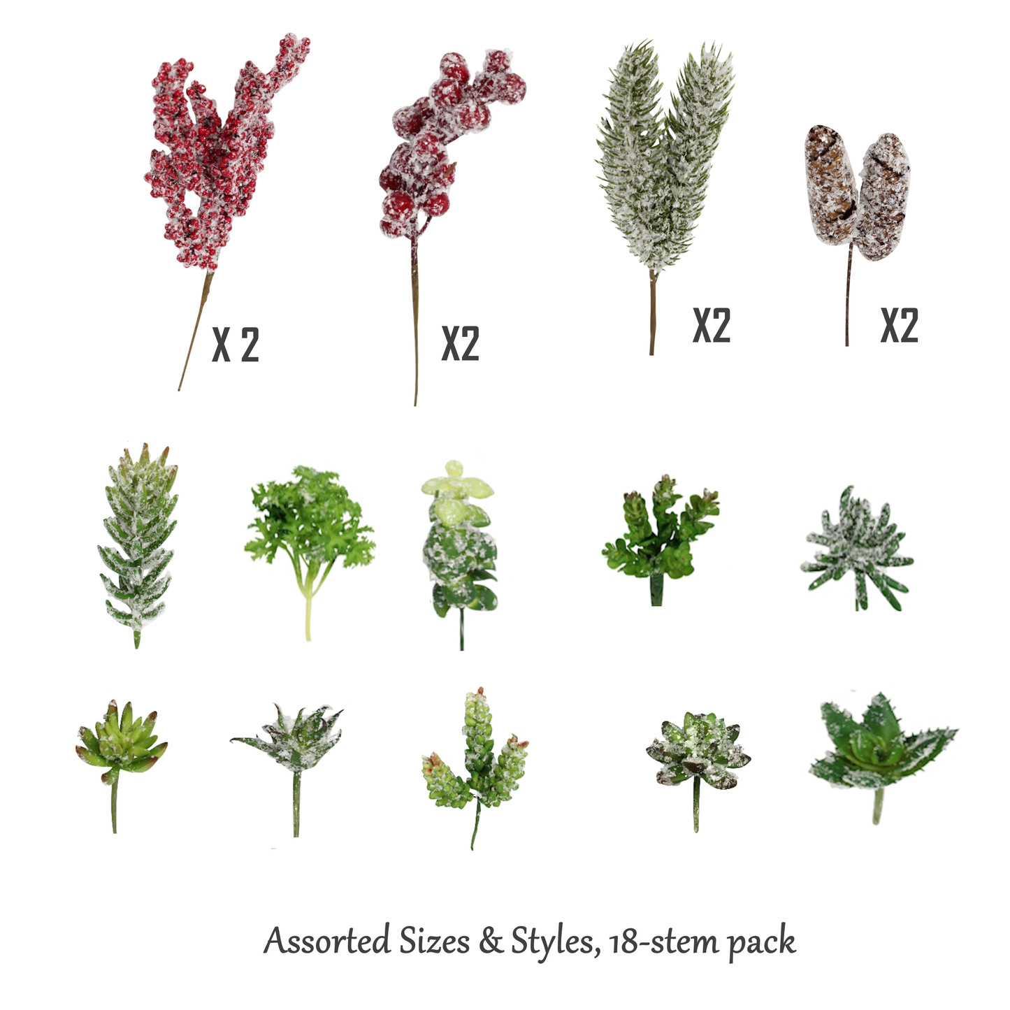 Holiday Edition-18 stem-Snowy Succulent Berry Pinecone Picks