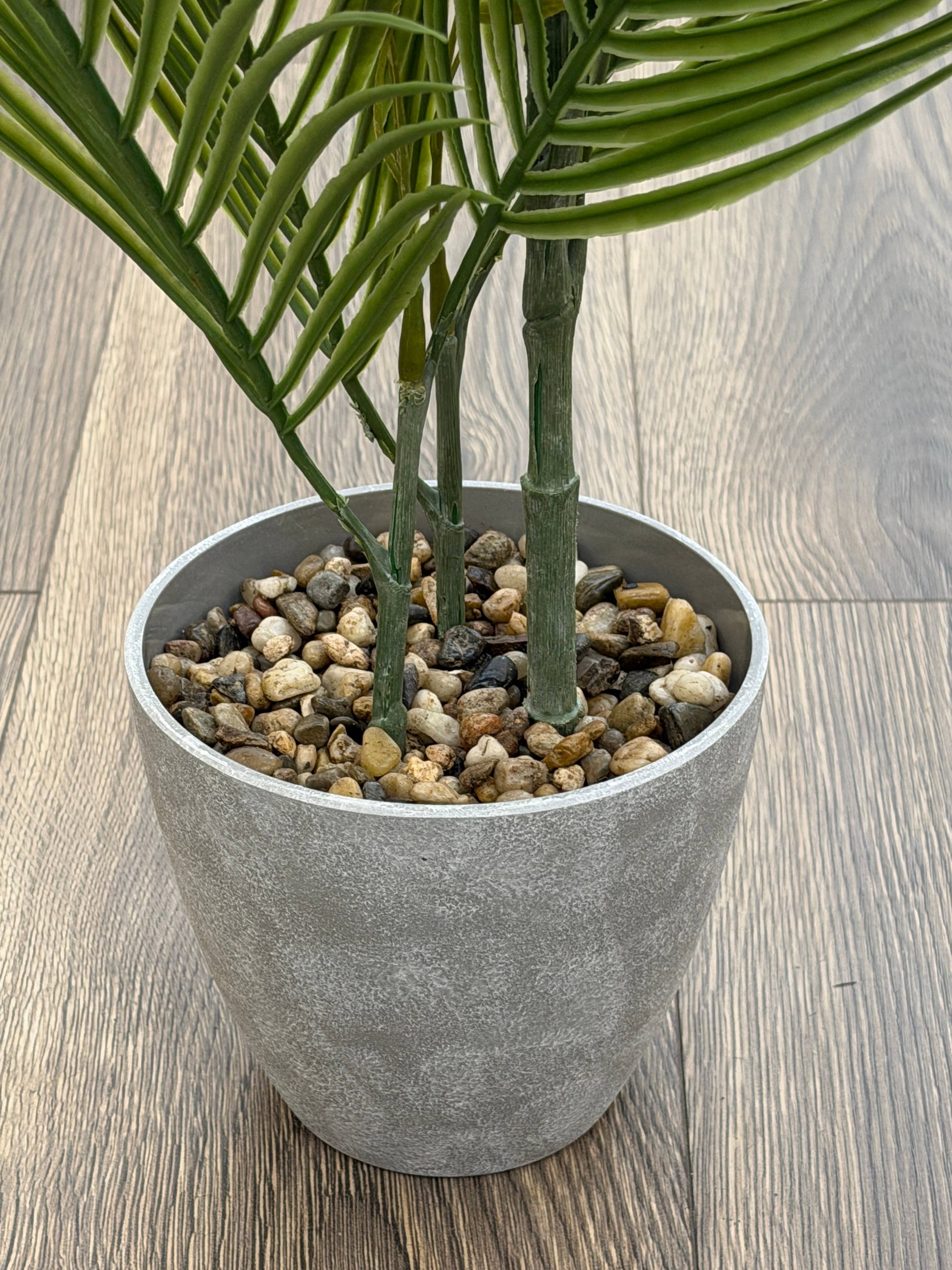29” Artificial Palm Plant in Ceramic-Look plastic Pot