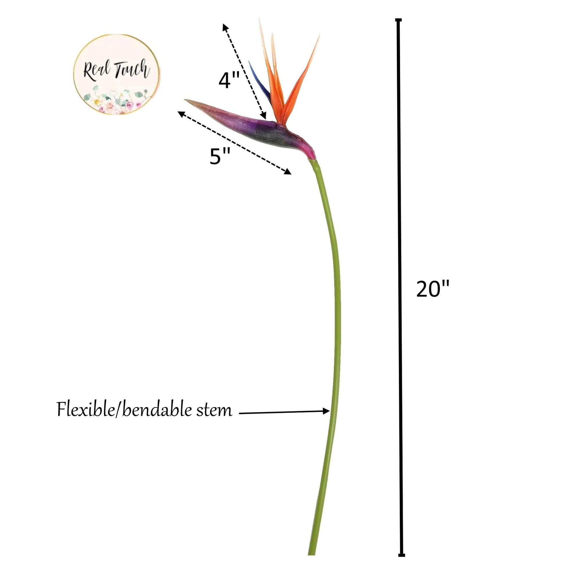 20" Real Touch Bird of Paradise Flower