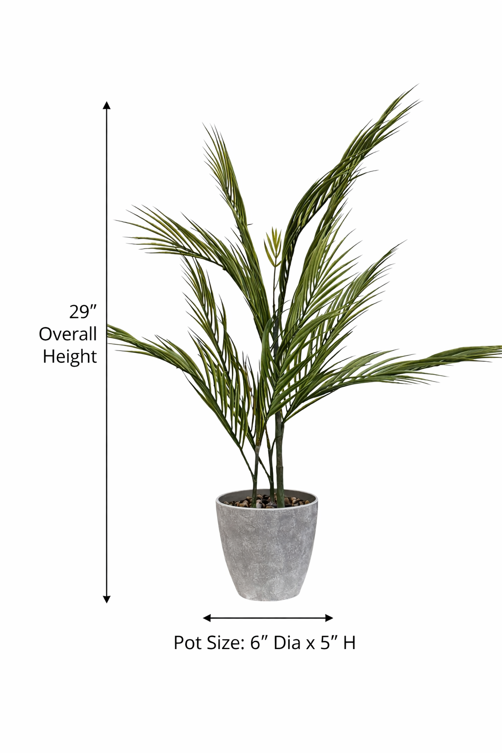 29” Artificial Palm Plant in Ceramic-Look plastic Pot