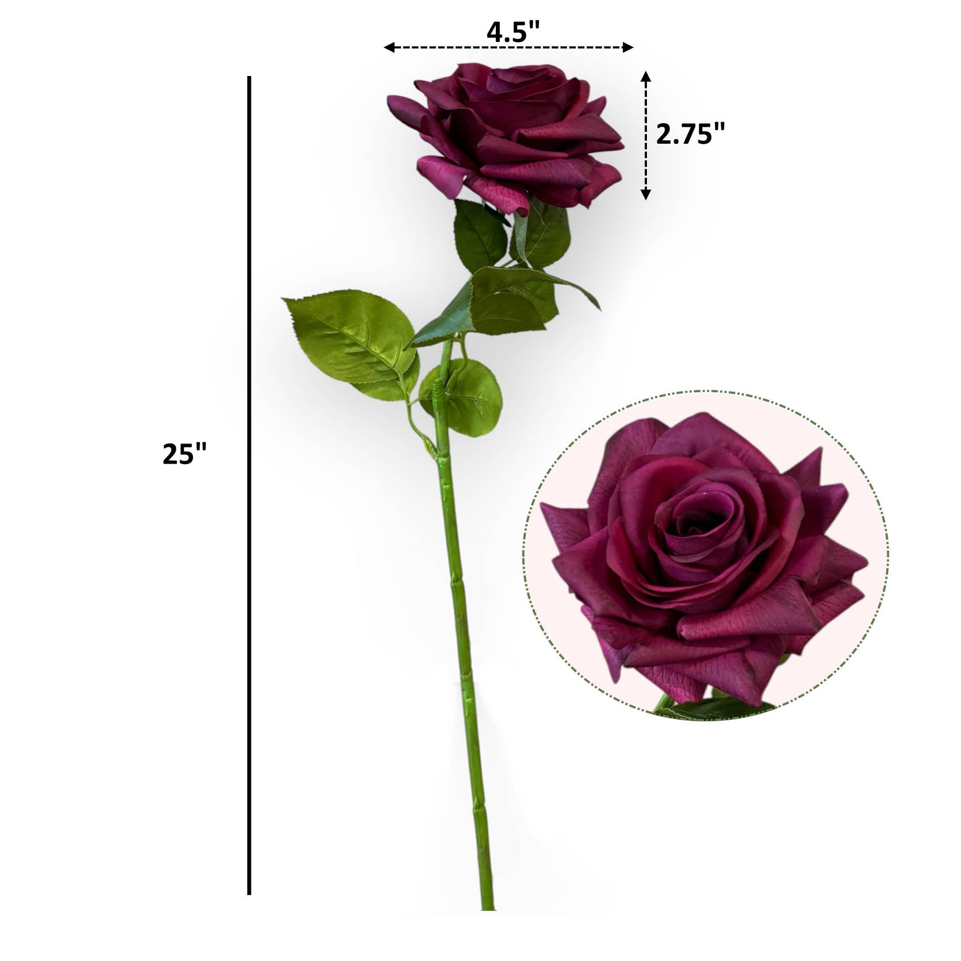 25"-Premium Collection-Real Touch Artificial Rose