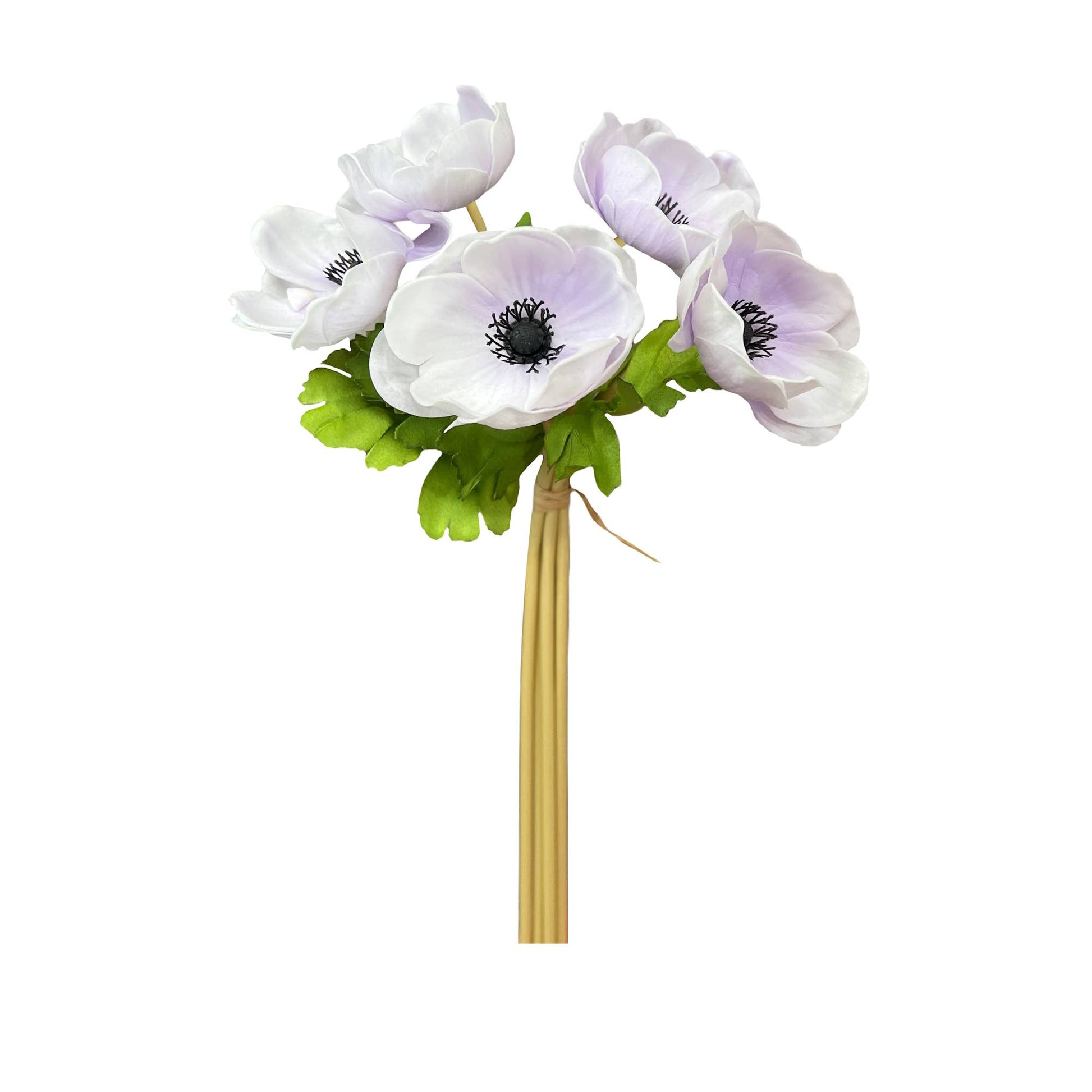 12"Real Touch Anemone-5 stem raffia tied