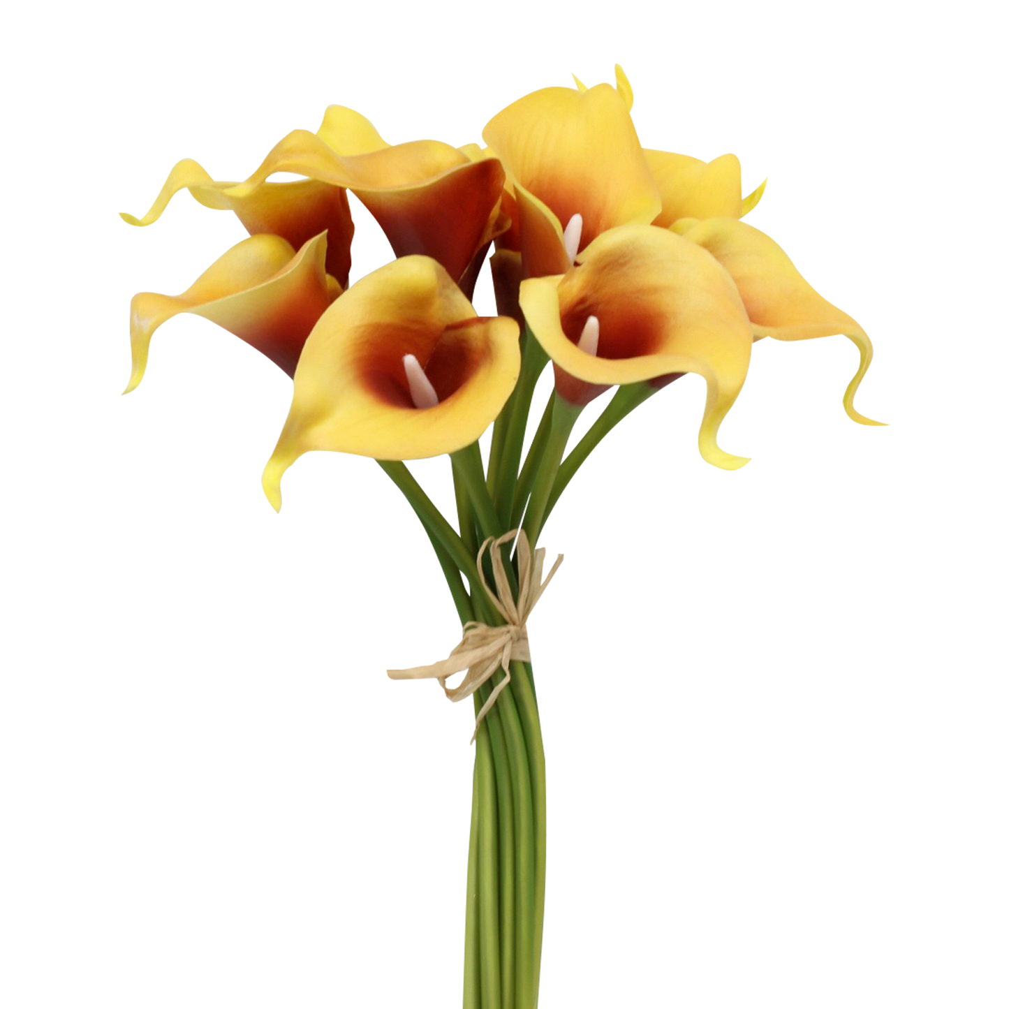 pack of 10-Peach Coral Brown real touch 14inch calla lilies