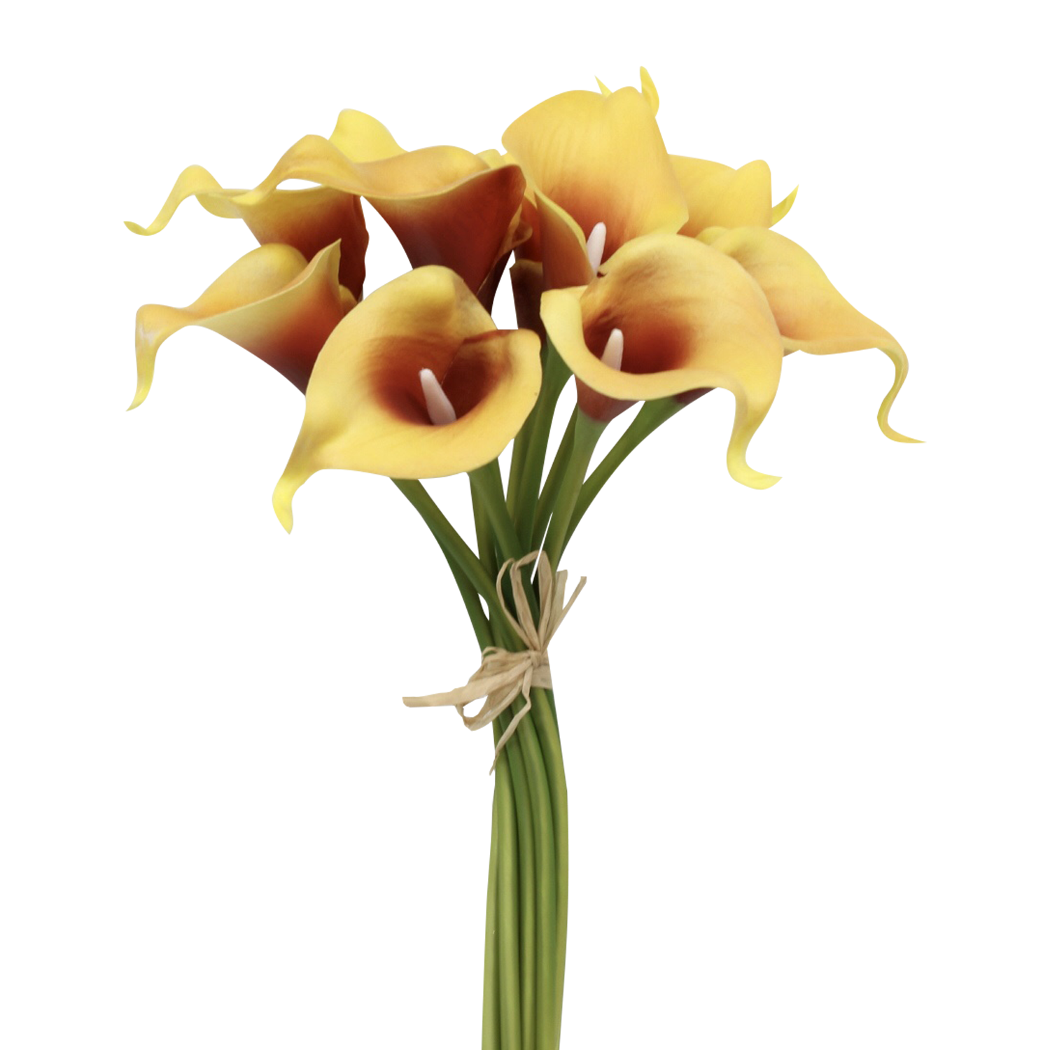 14"-10 stem bundled Real touch sunset orange calla lily