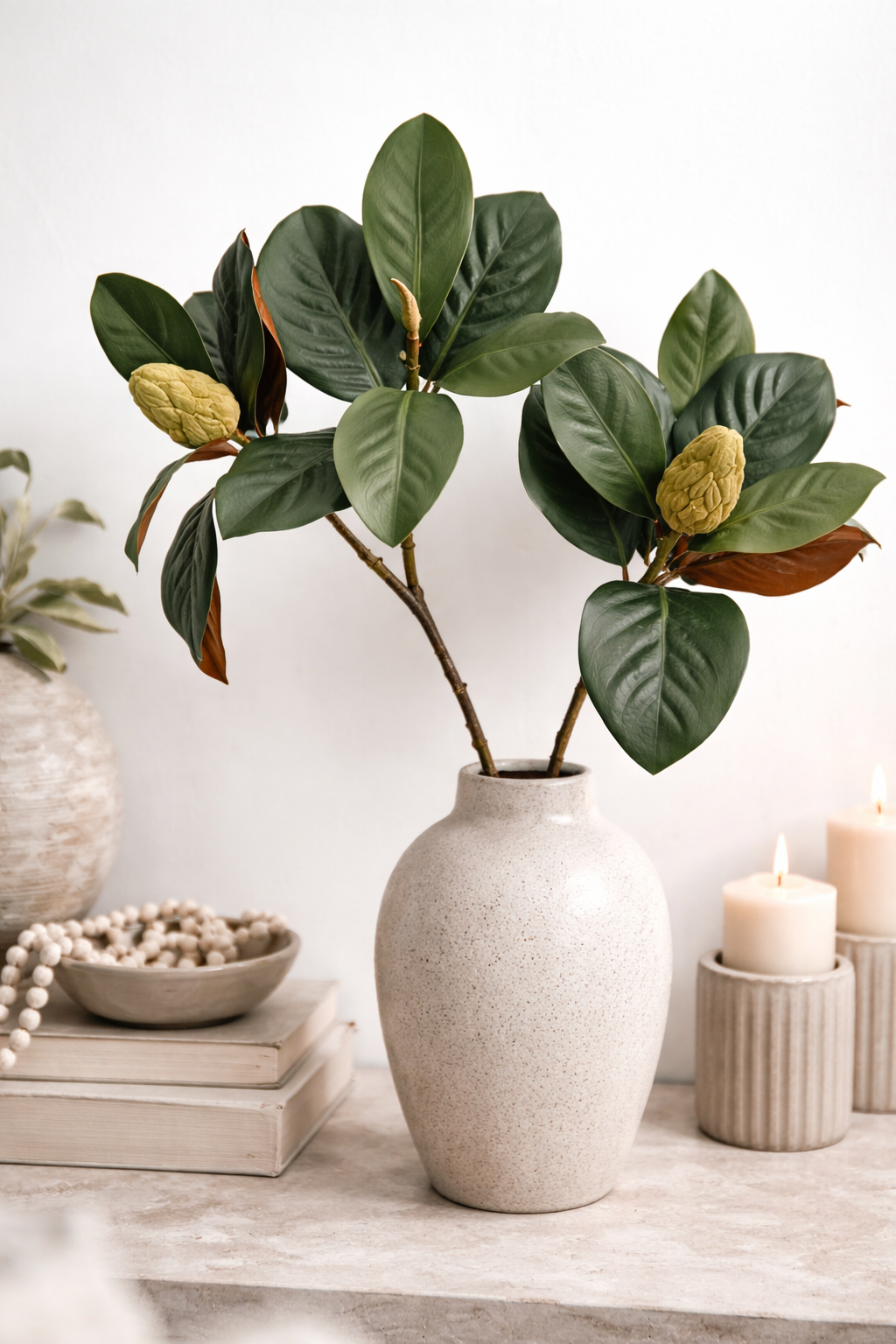 30"-Designer’s Pick | Artificial Magnolia Stem w/ Buds