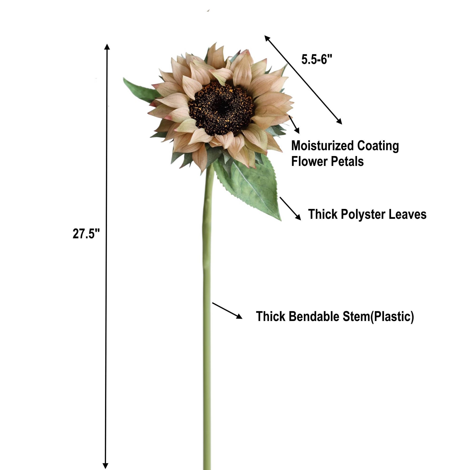 27.5"-Lux Collection-Moisturized Real Touch Sunflower Stem