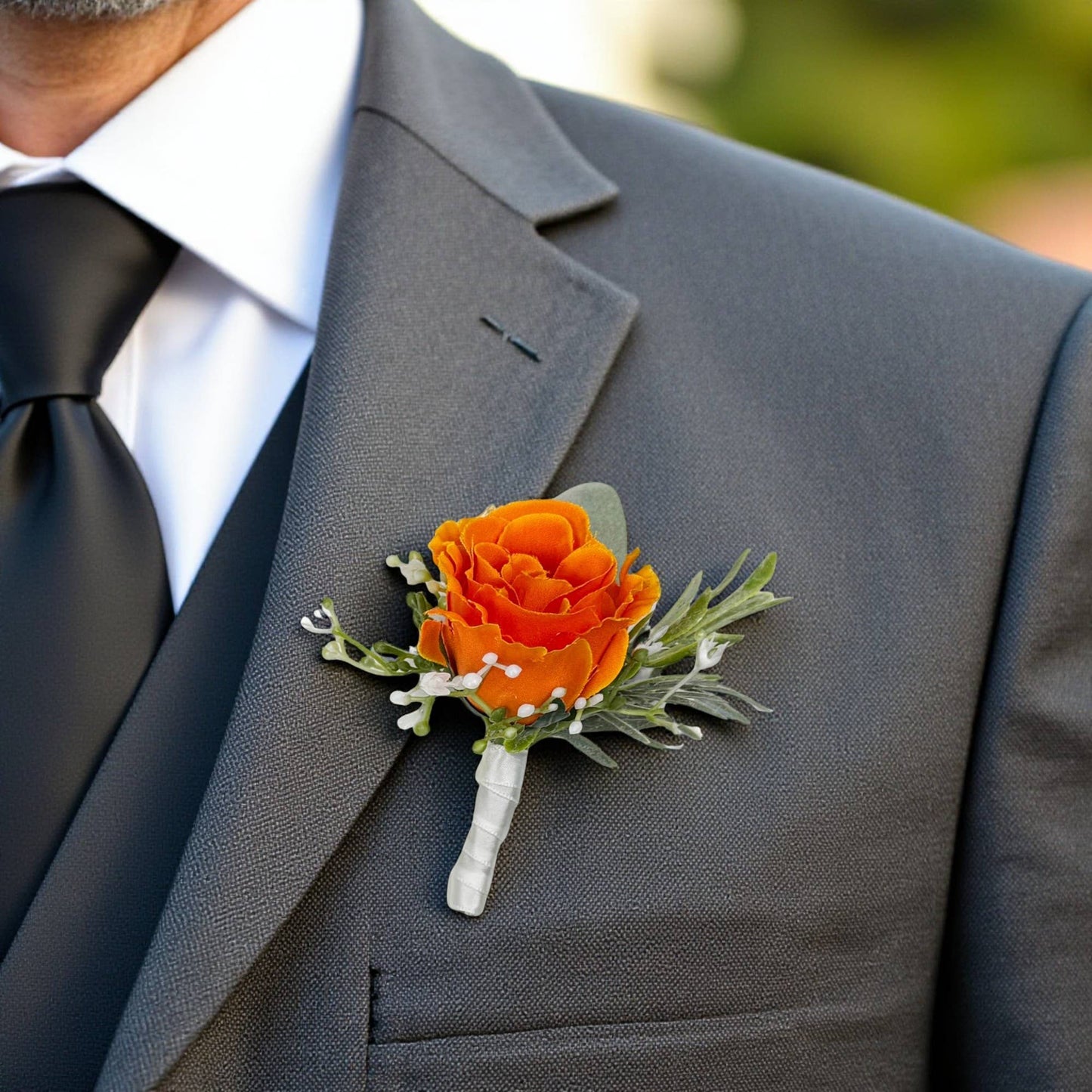 35Colors-Ready to use-Classic Faux Rose Boutonniere-Clip&Pin