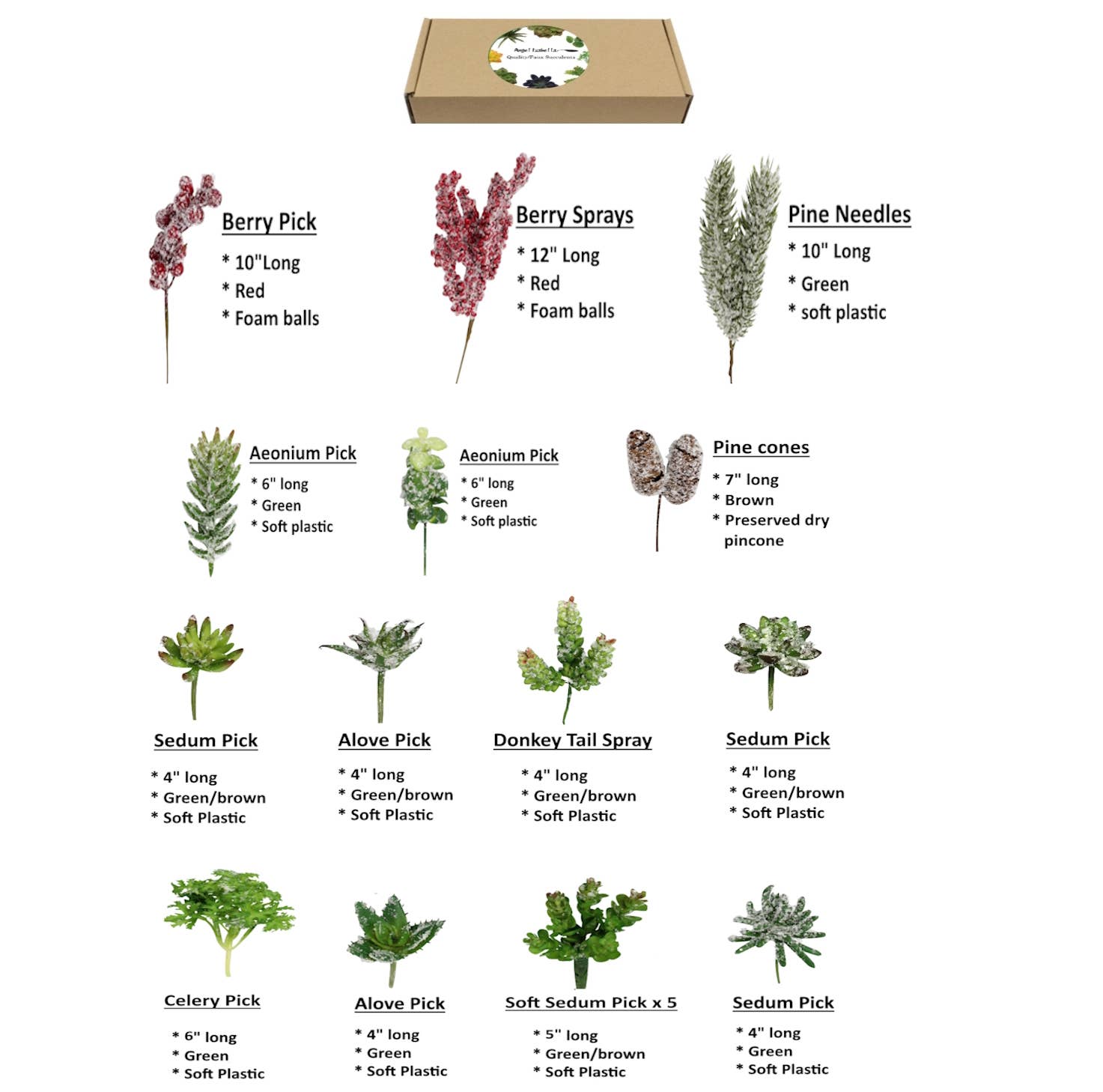 Holiday Edition-18 stem-Snowy Succulent Berry Pinecone Picks