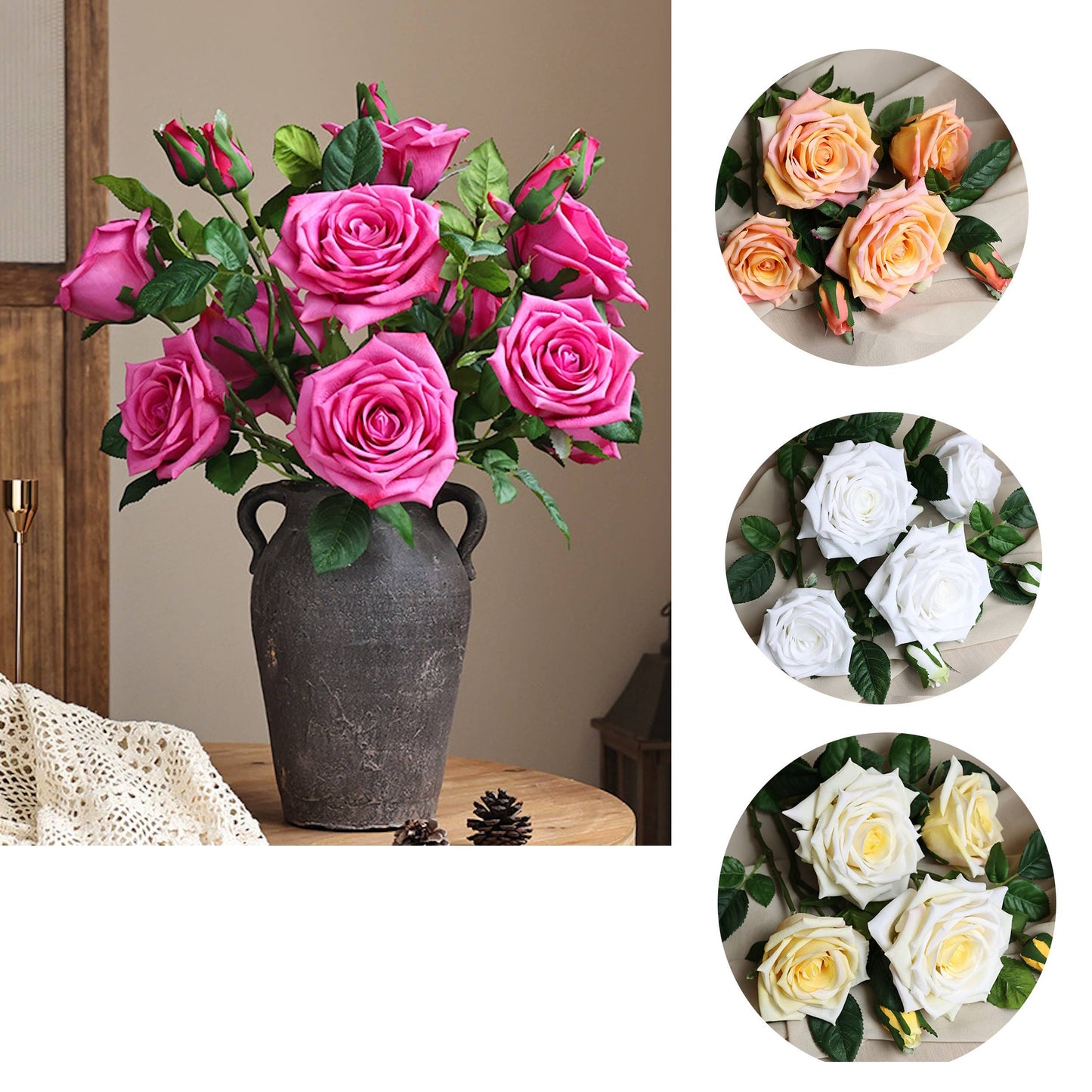 High-End Collection-3-Flower Ultra Realistic Real Touch Rose