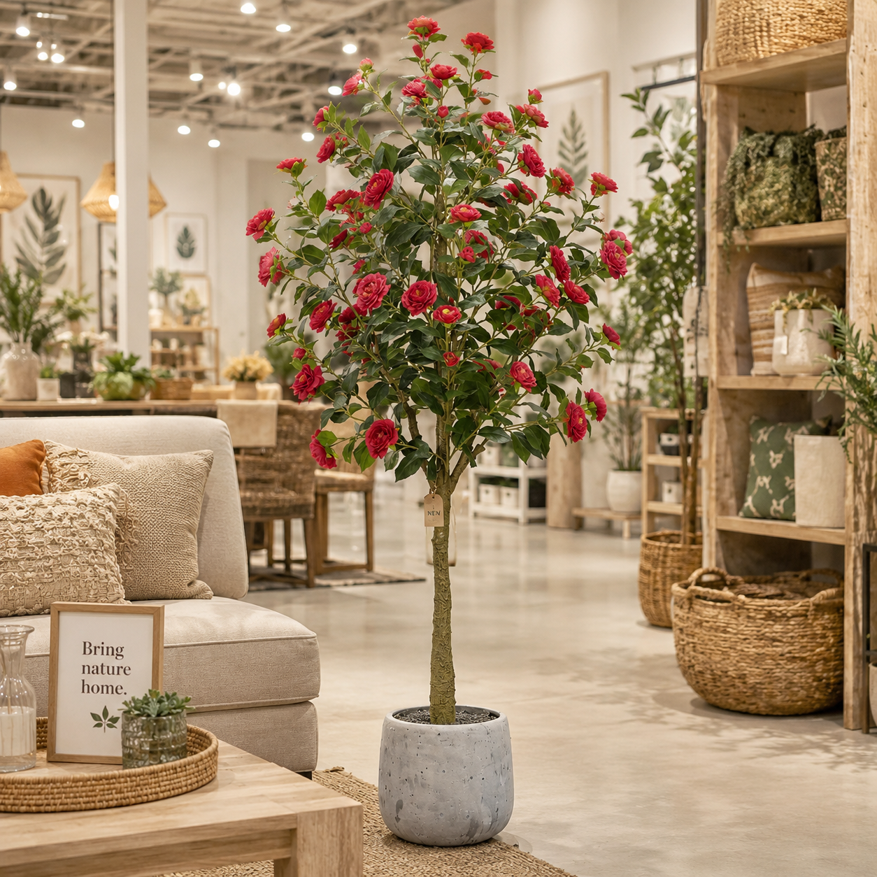  Artificial Camellia Tree with Polyester Flowers  Real Touch