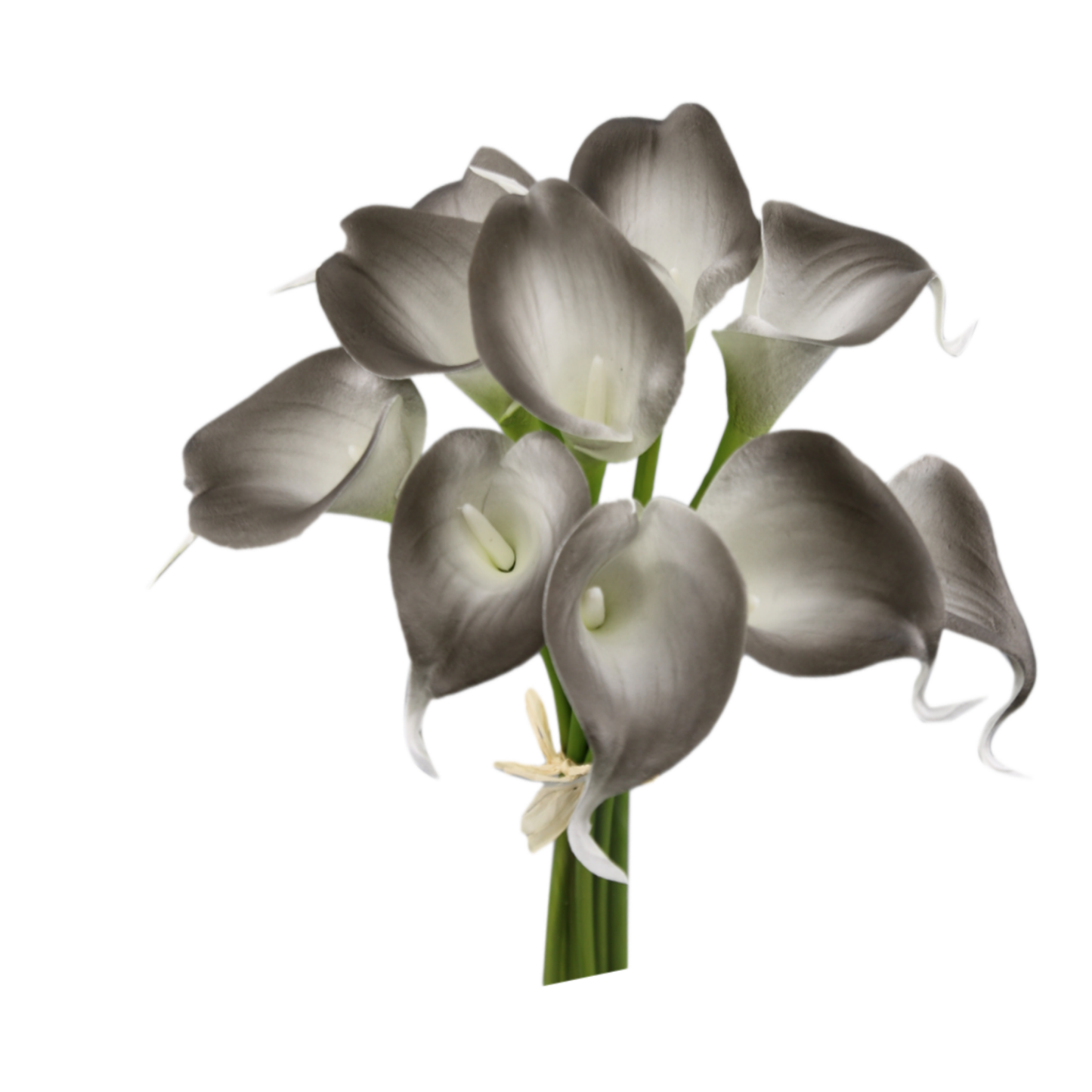 pack of 10-Grey Black Silver real touch 14inch calla lilies